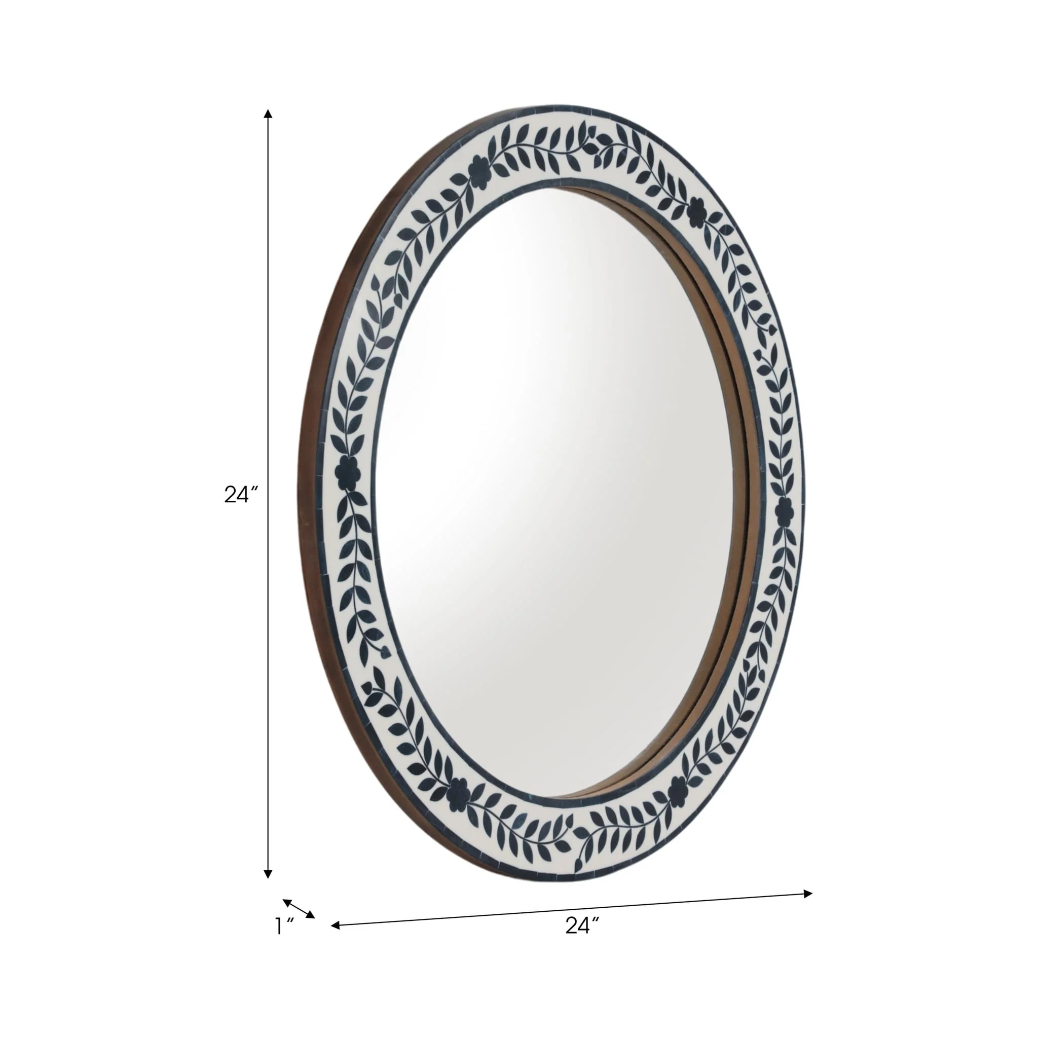 24" Blue Petals Resin Frame Mirror, White/blue - Image 7