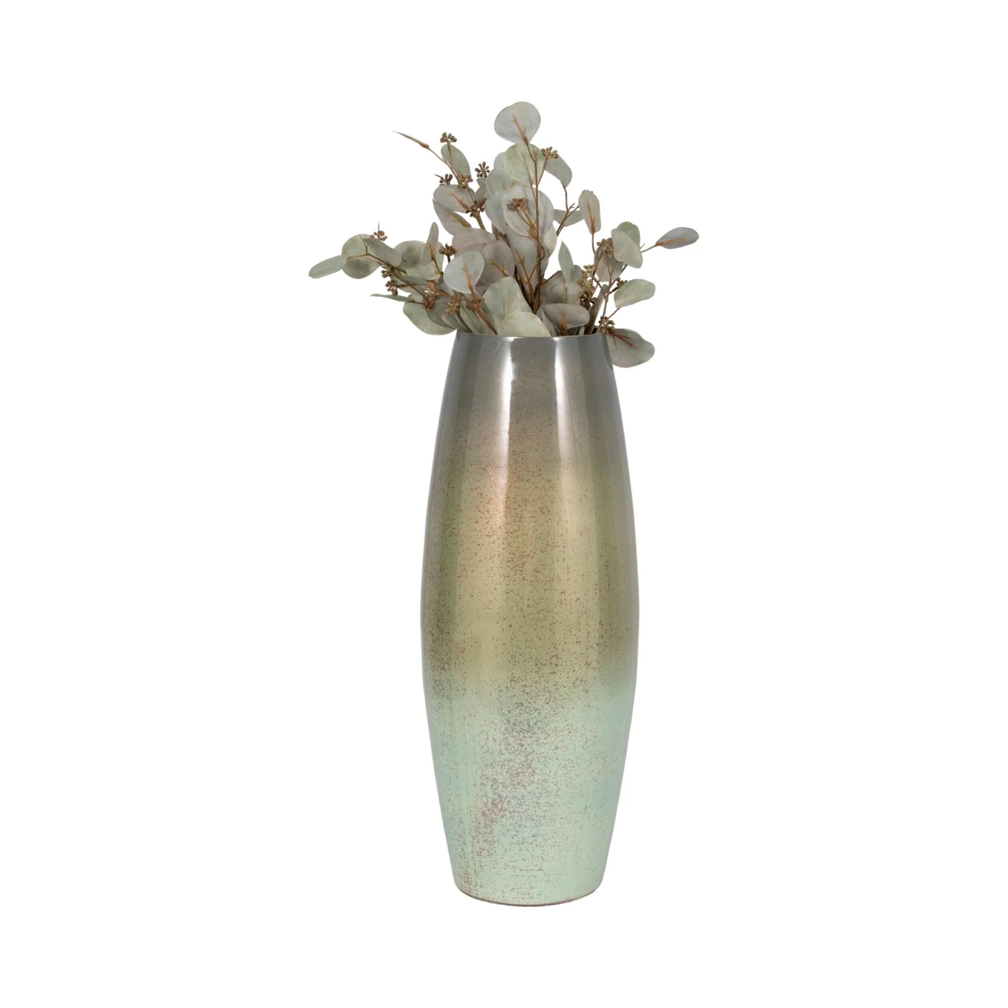 24" Curved Glass Vase Green Mercury Ombre, Multi - Image 2