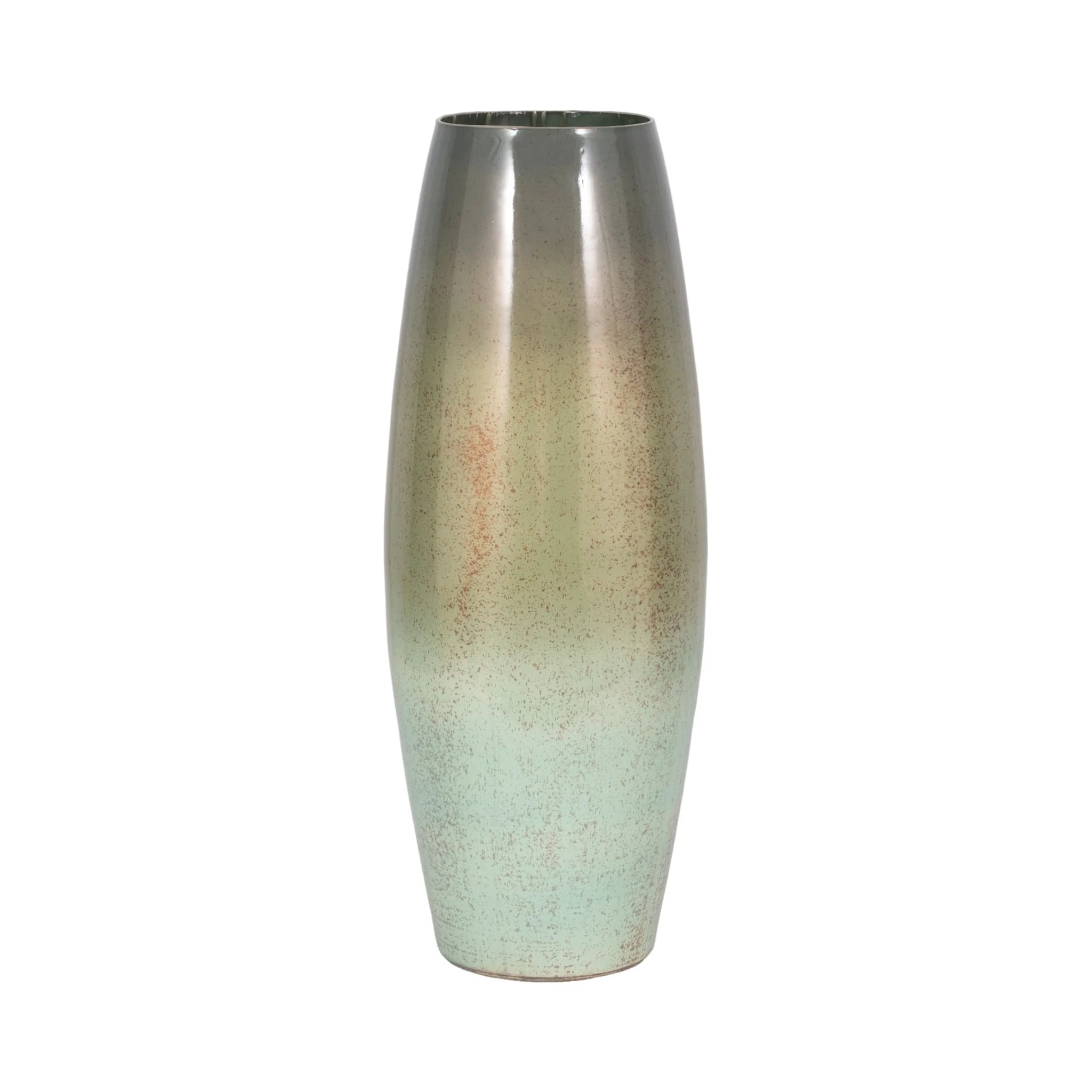 24" Curved Glass Vase Green Mercury Ombre, Multi - Image 3