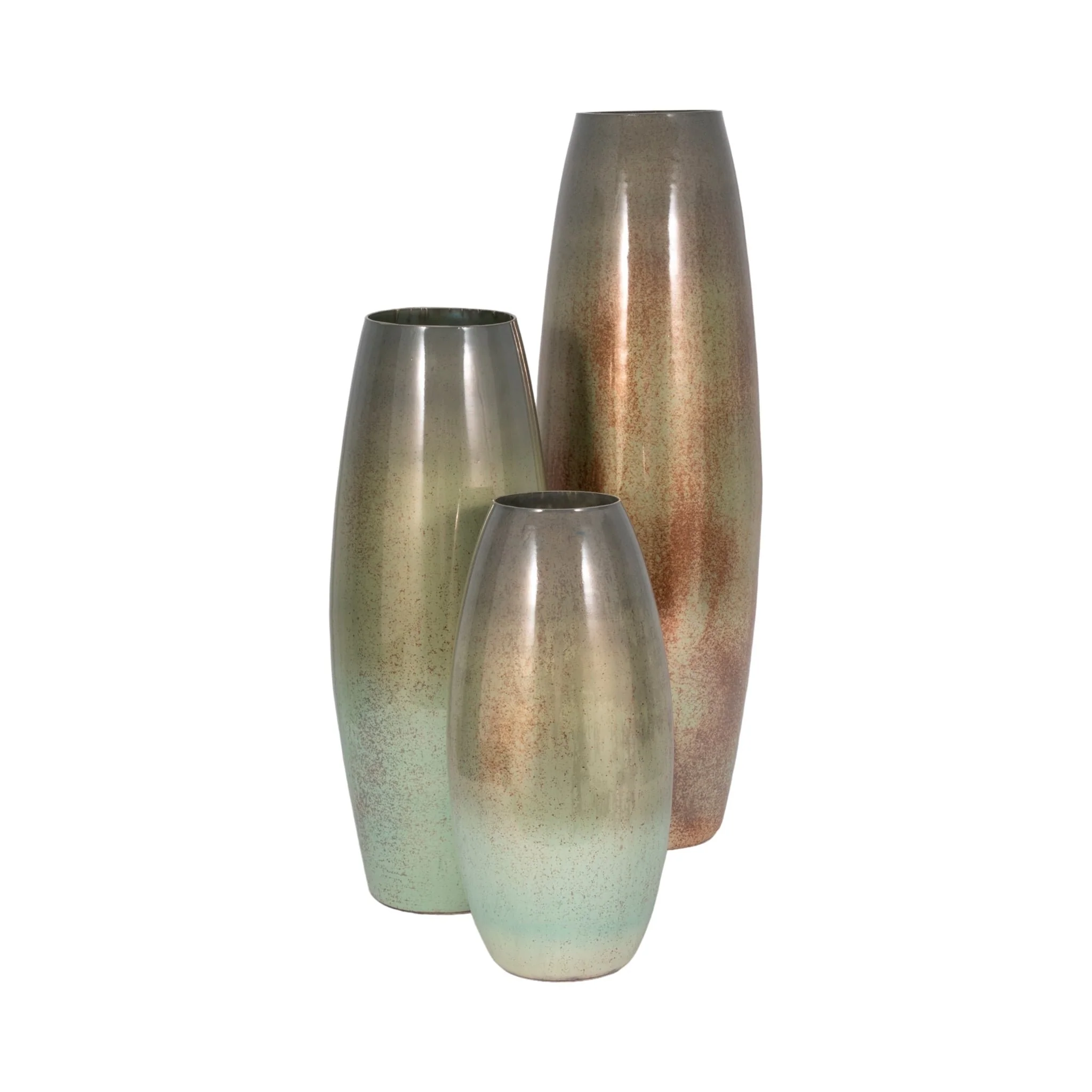 24" Curved Glass Vase Green Mercury Ombre, Multi - Image 7