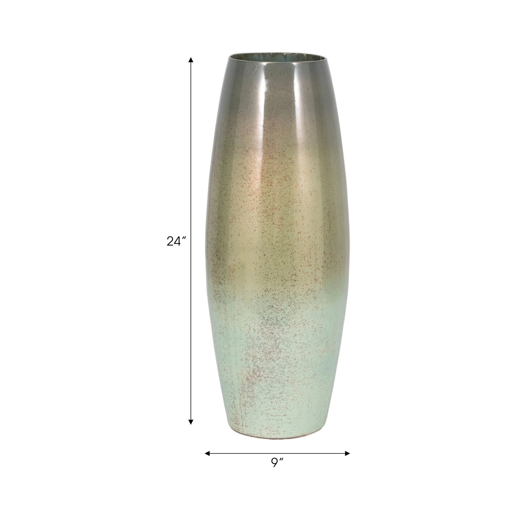 24" Curved Glass Vase Green Mercury Ombre, Multi - Image 8