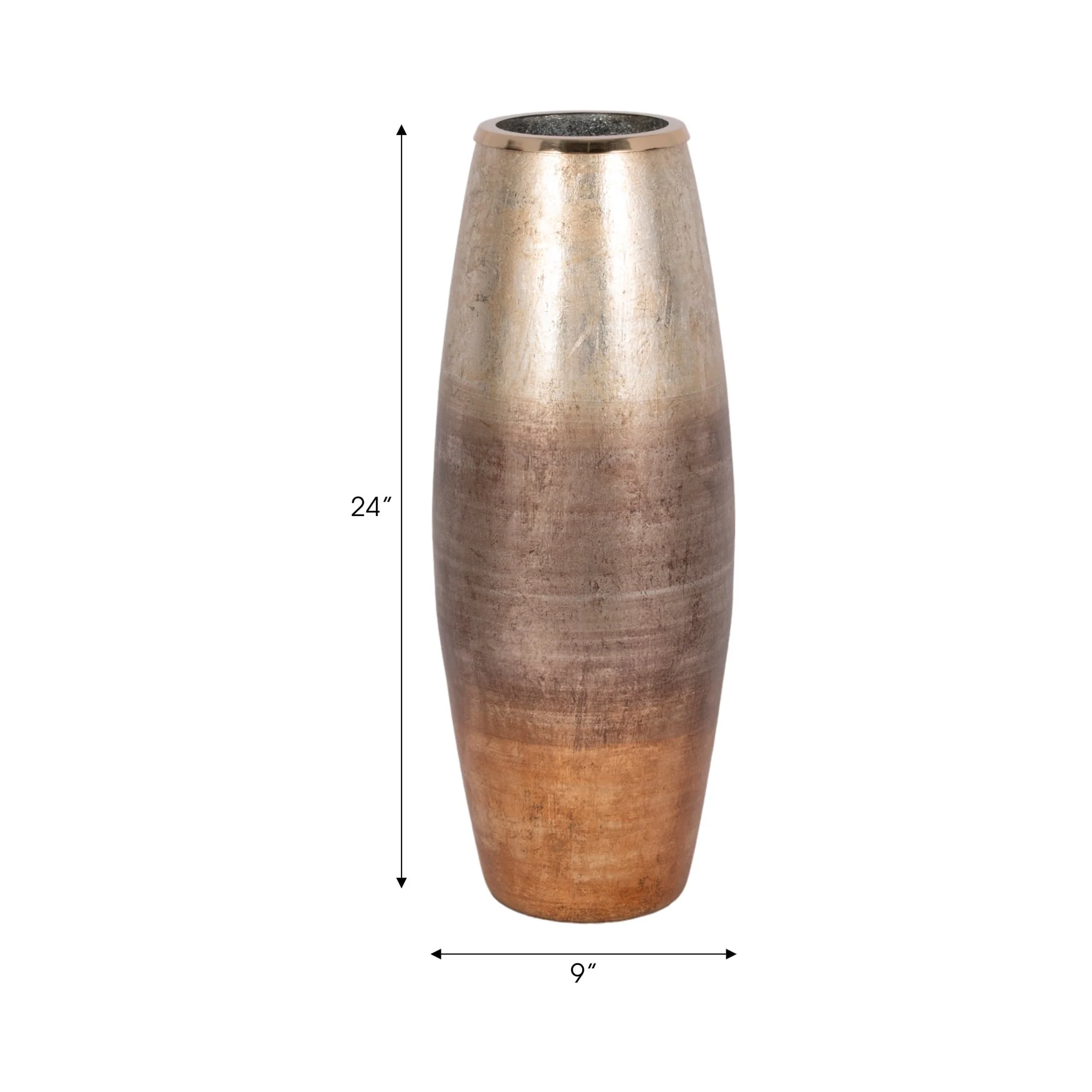 24" Curved Glass Vase Metallic Ombre Finish, Multi - Image 8