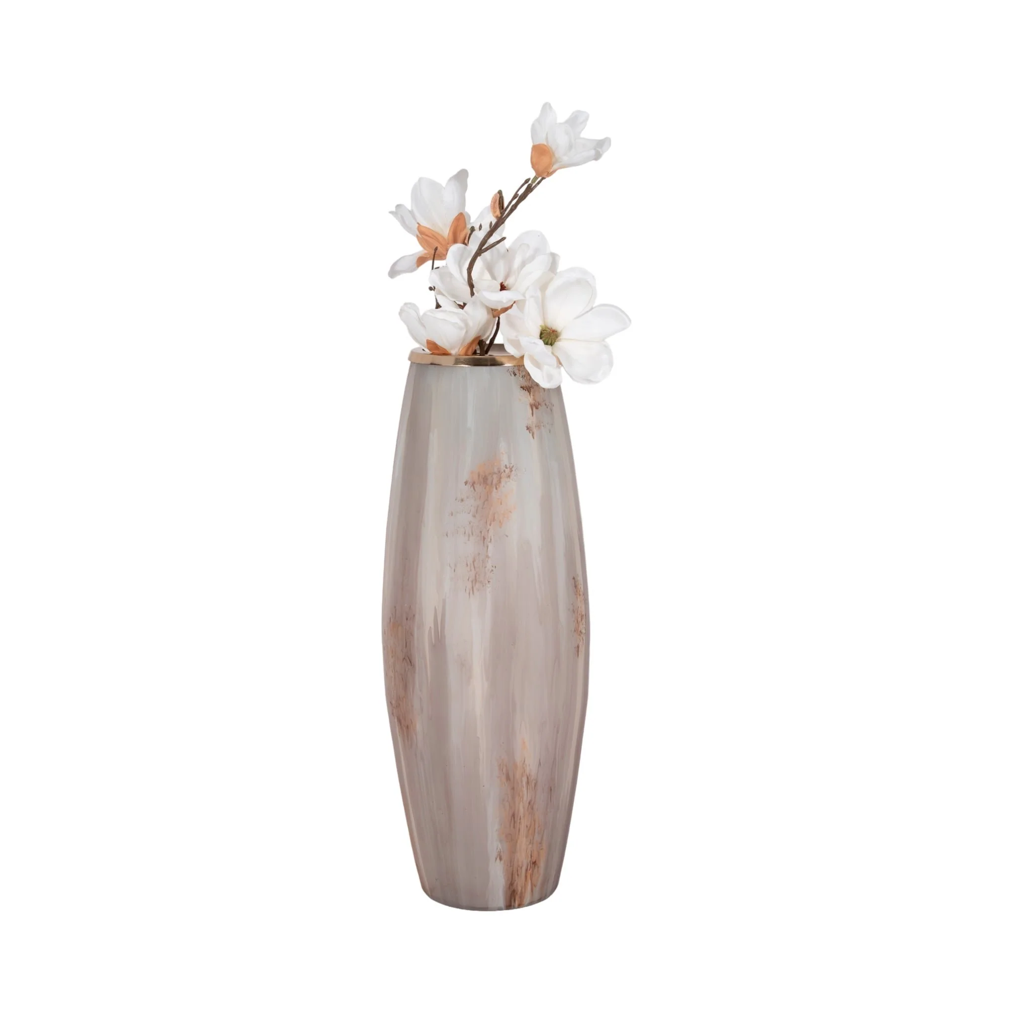 24" Curved Glass Vase Opal Finish, Ivory Multi - Image 2