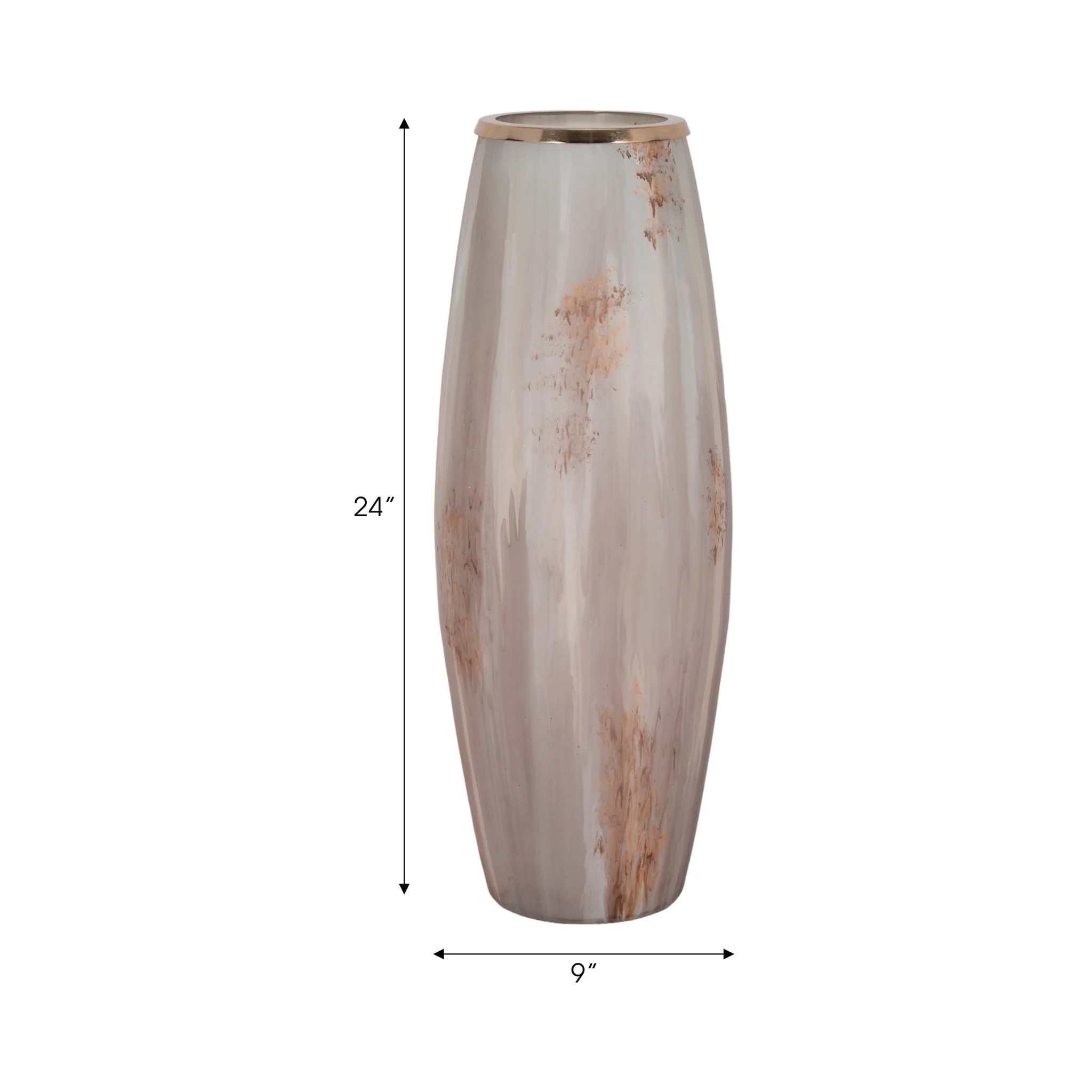 24" Curved Glass Vase Opal Finish, Ivory Multi - Image 8