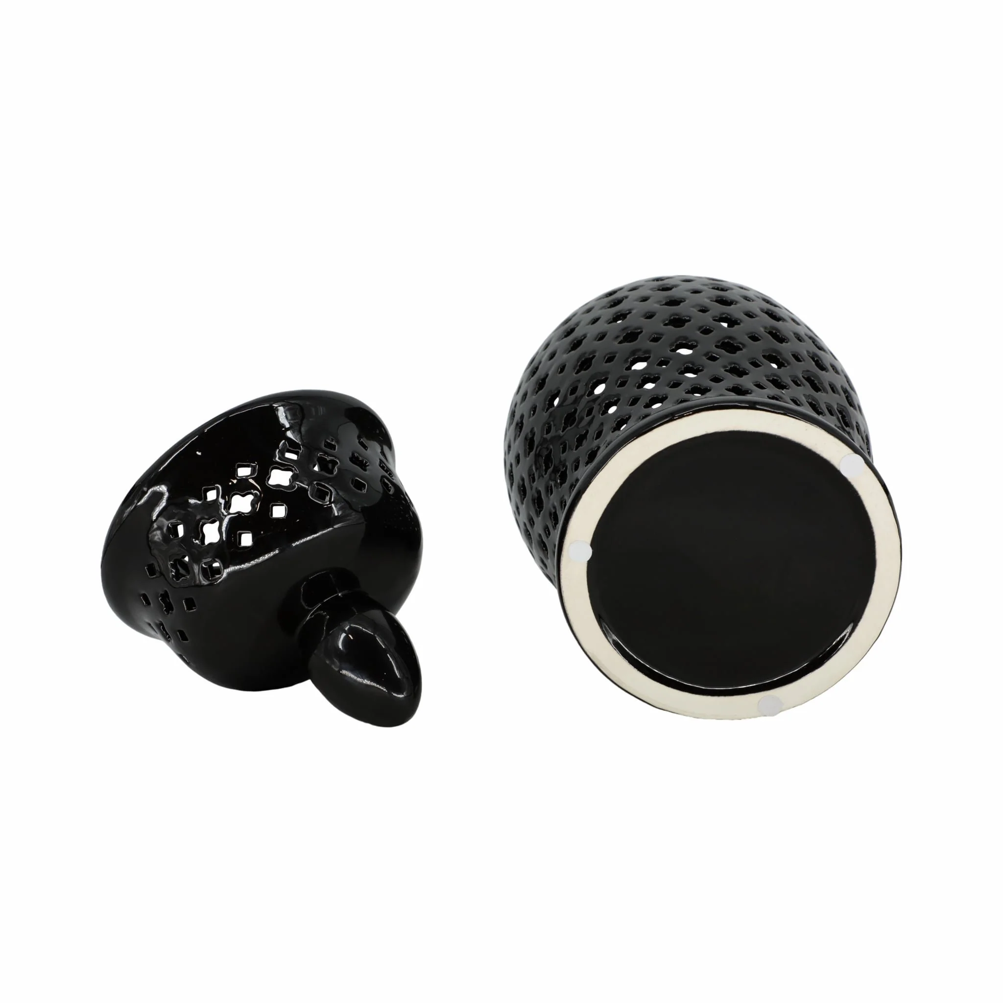 24" Cut-out Clover Temple Jar, Black - Image 6