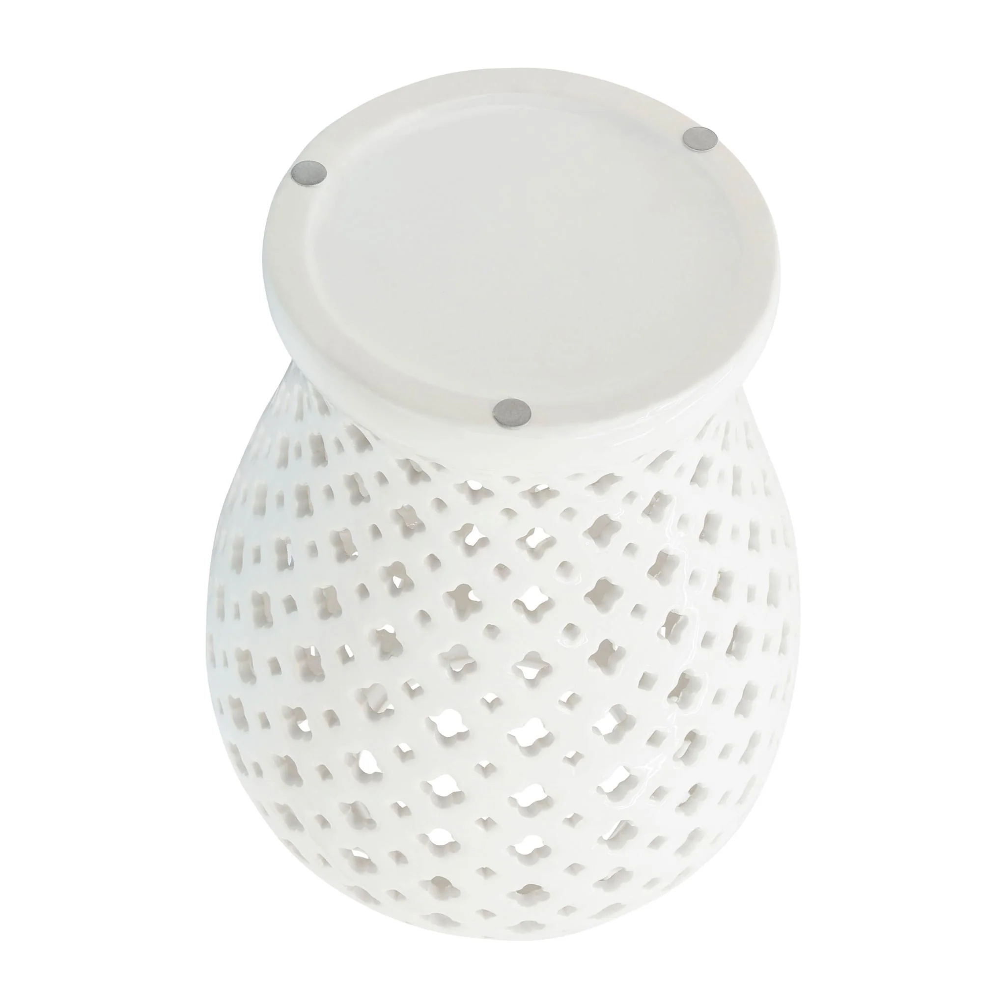 24" Cut-out Clover Temple Jar, White - Image 8