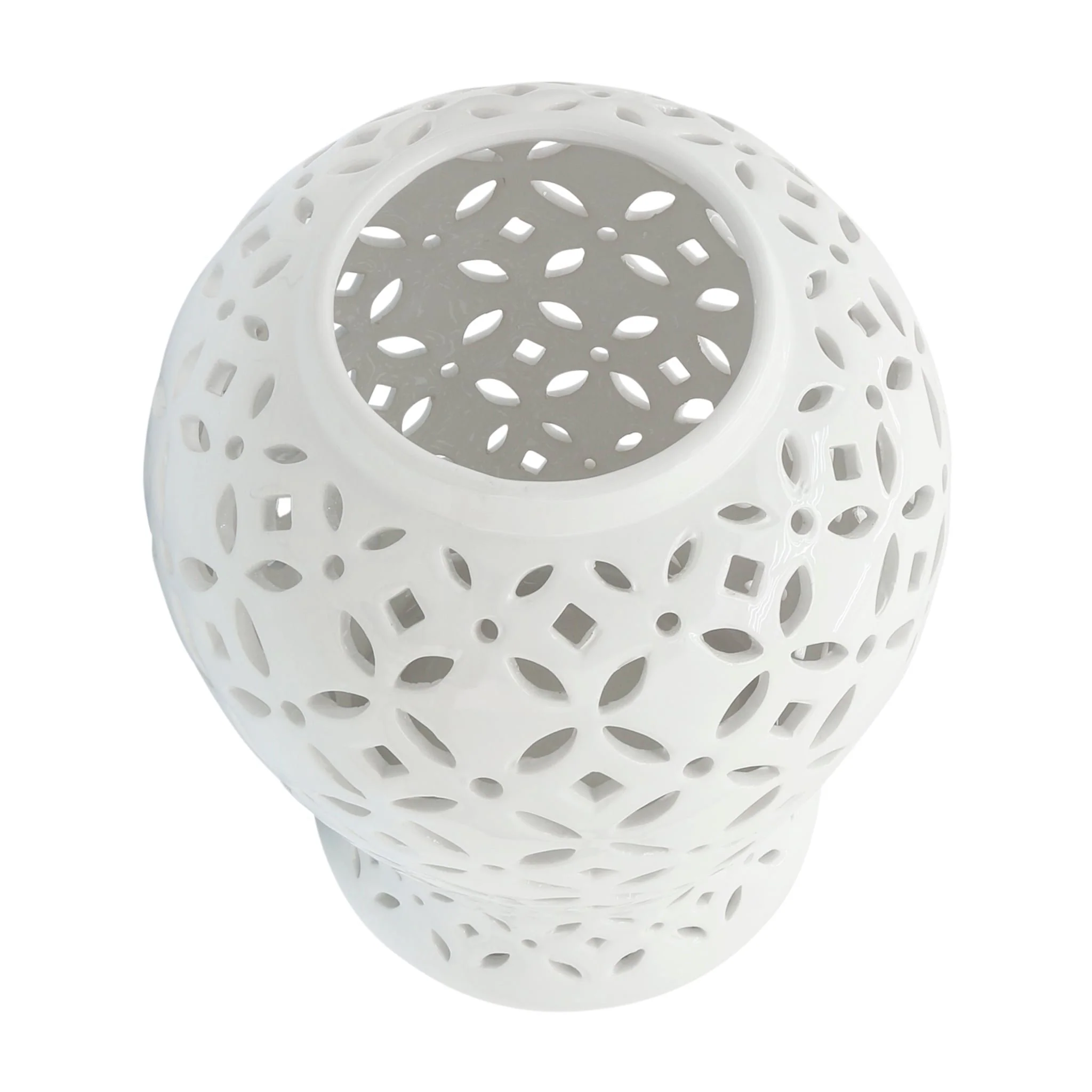 24" Cut-out Daisies Temple Jar, White - Image 5