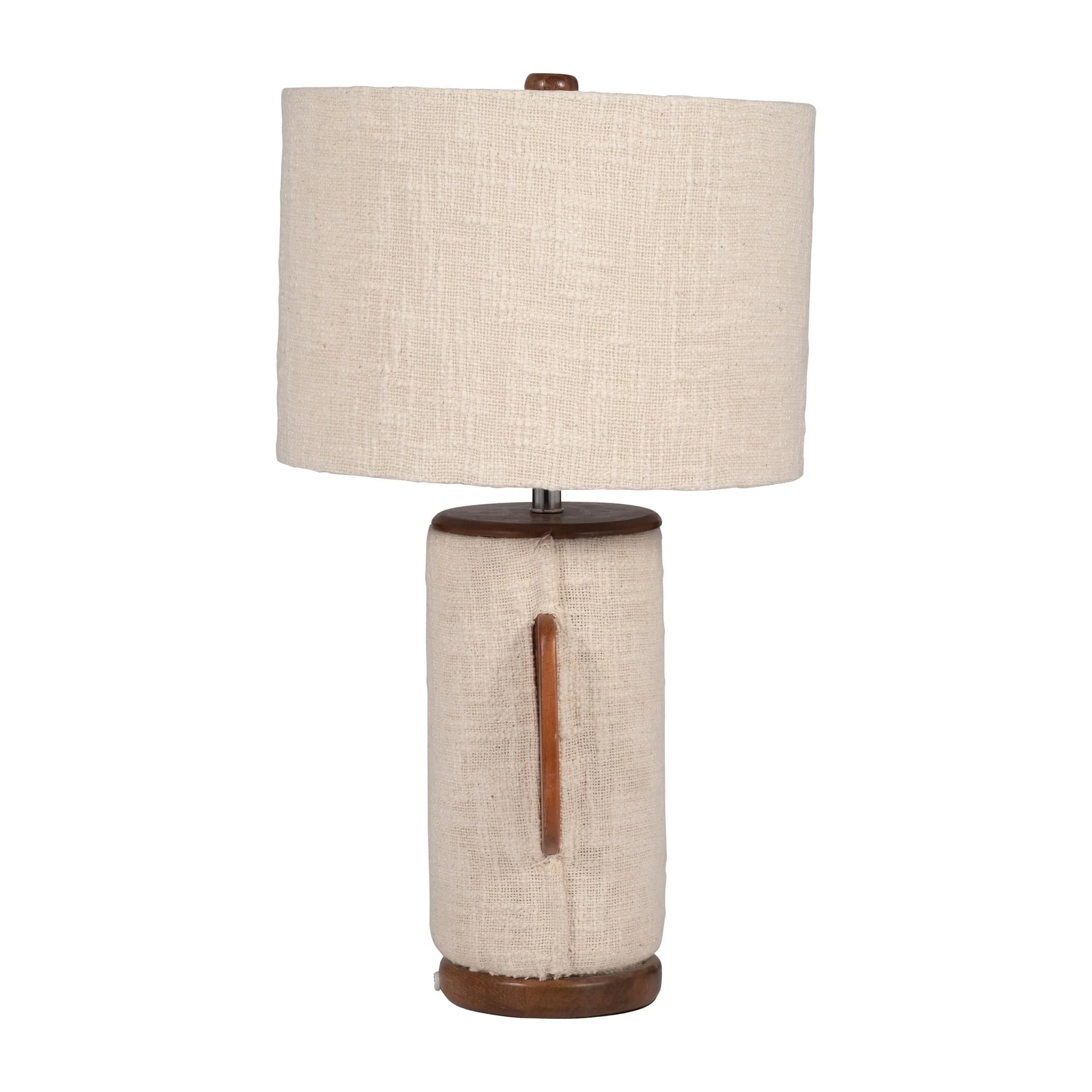 24" Ecomix Fabric Lamp With Wood, Ivory - Image 4