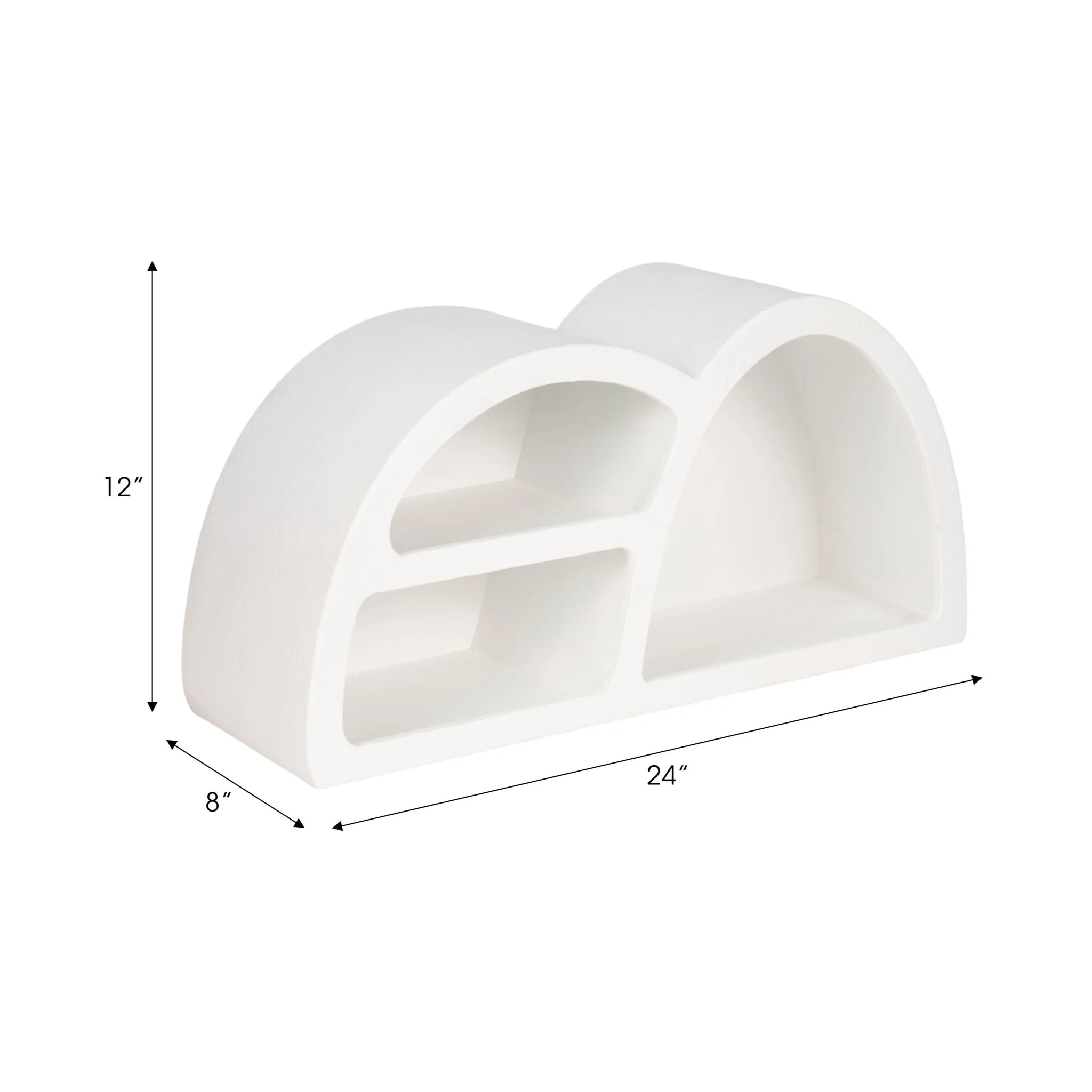 24" Long Curved 3-shelf Wall Storage, White - Image 6