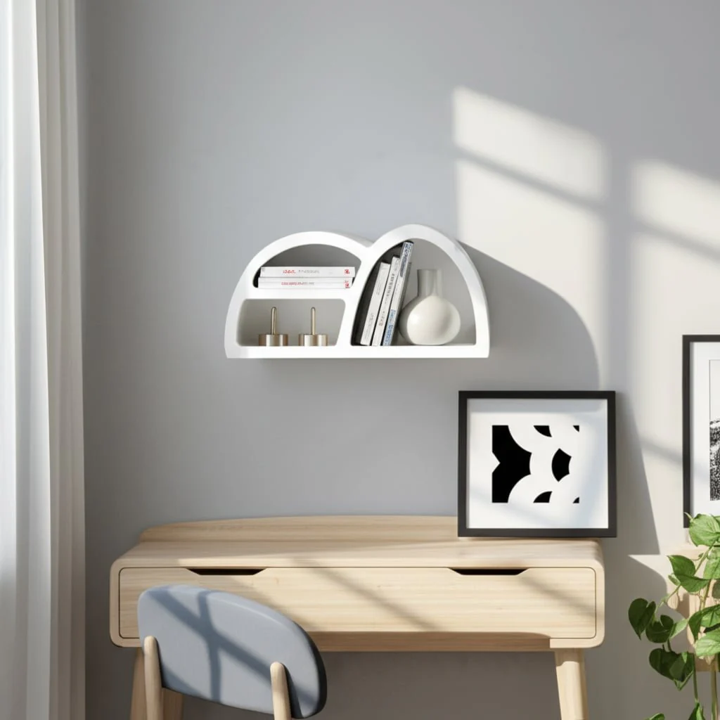 24" Long Curved 3-shelf Wall Storage, White - Image 8