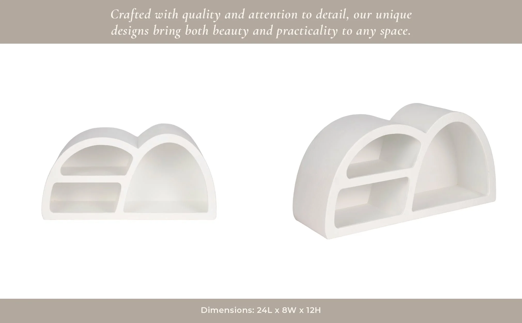24" Long Curved 3-shelf Wall Storage, White - Image 9