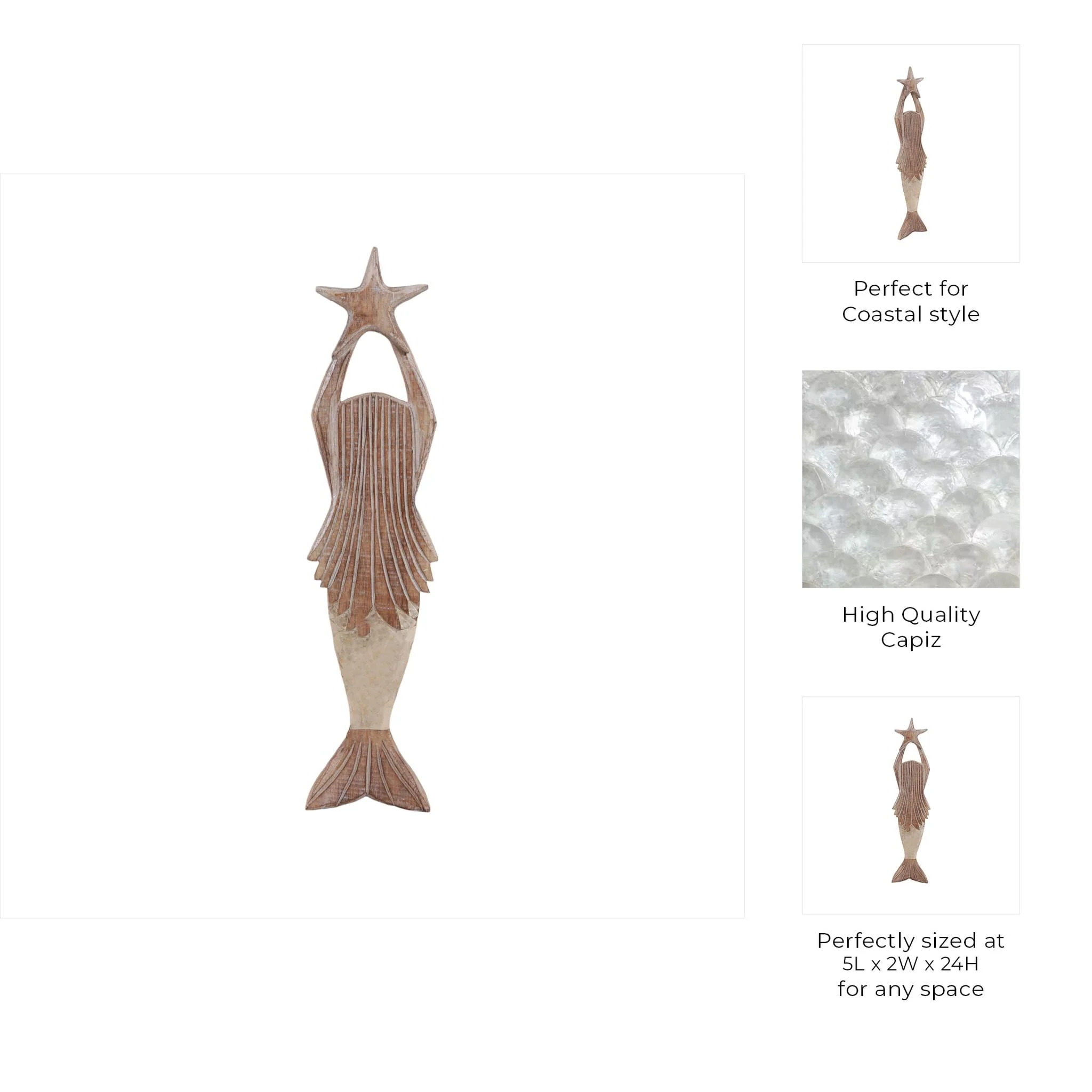 24" Mermaid Gold Capiz Tail, Natural - Image 7