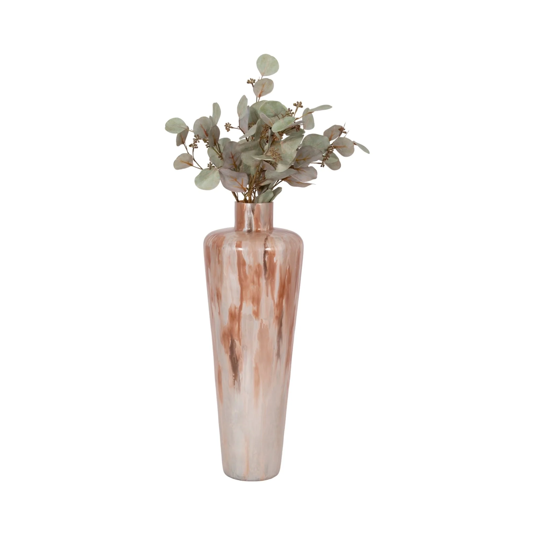 24" Nude Drip Finish Glass Floor Vase, Tan Multi - Image 2