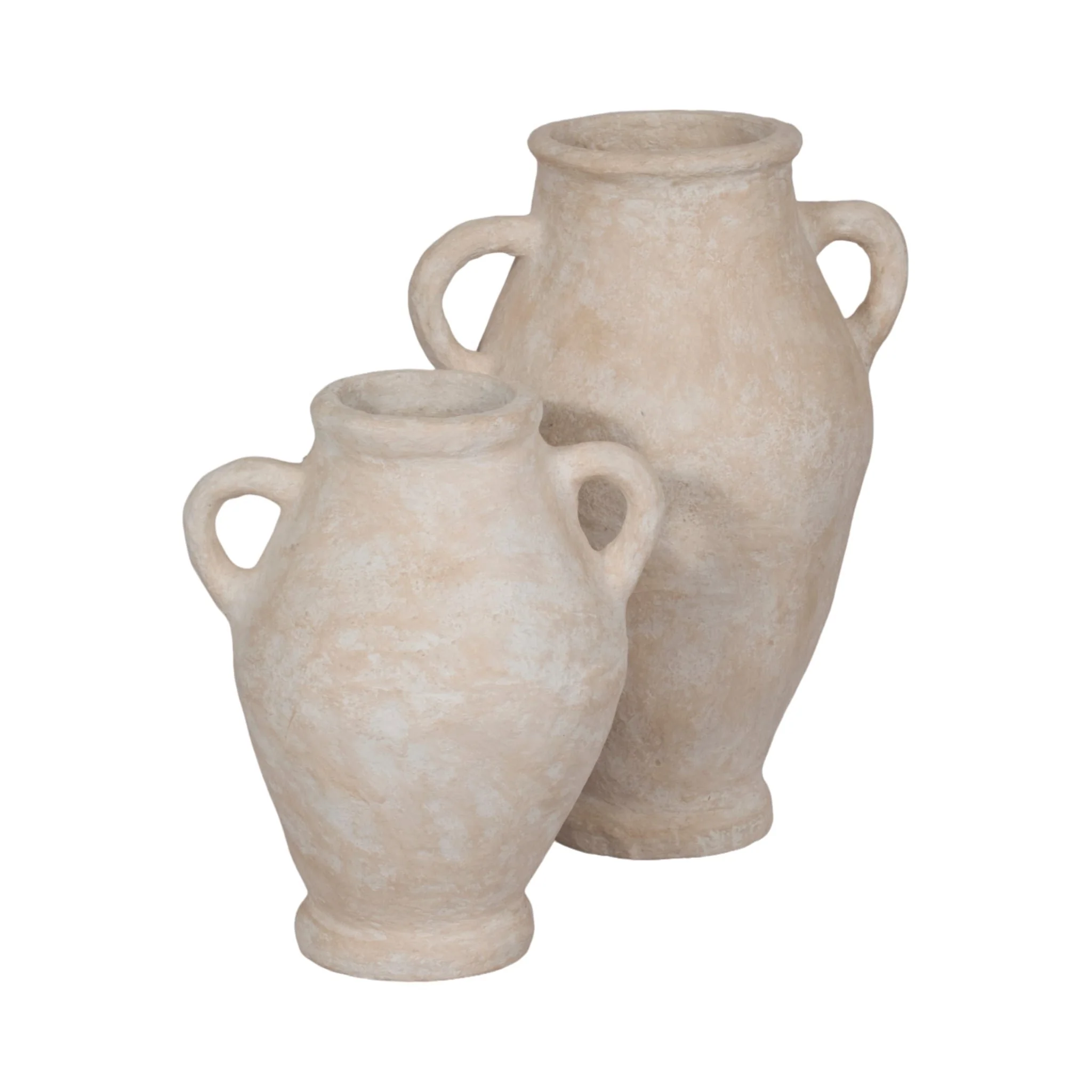 24" Paper Mache Jug With Handles, White - Image 6