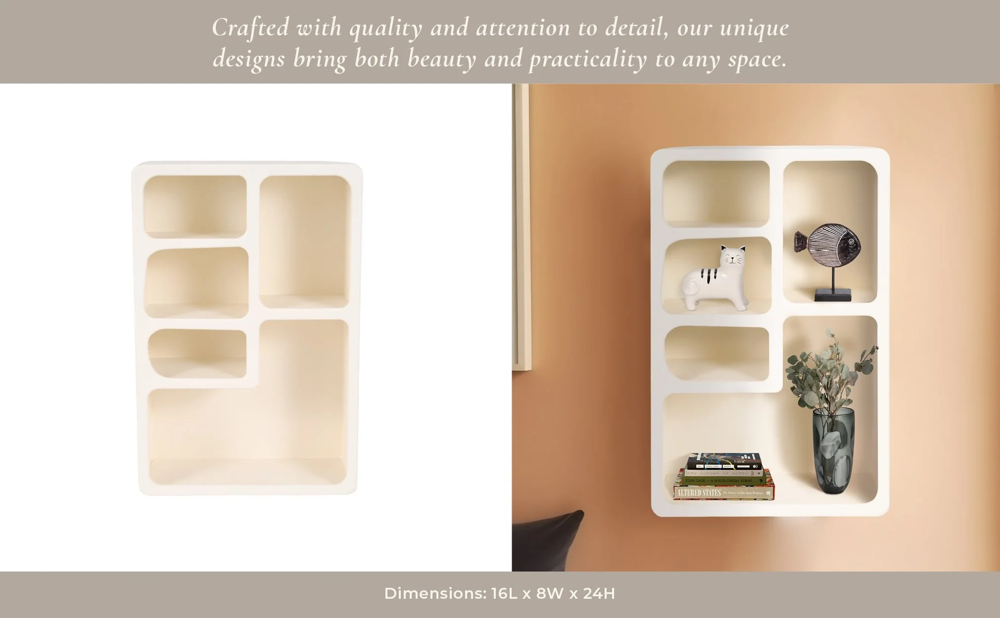 24" Rectangle Rough Finish Wall Shelf, White - Image 9