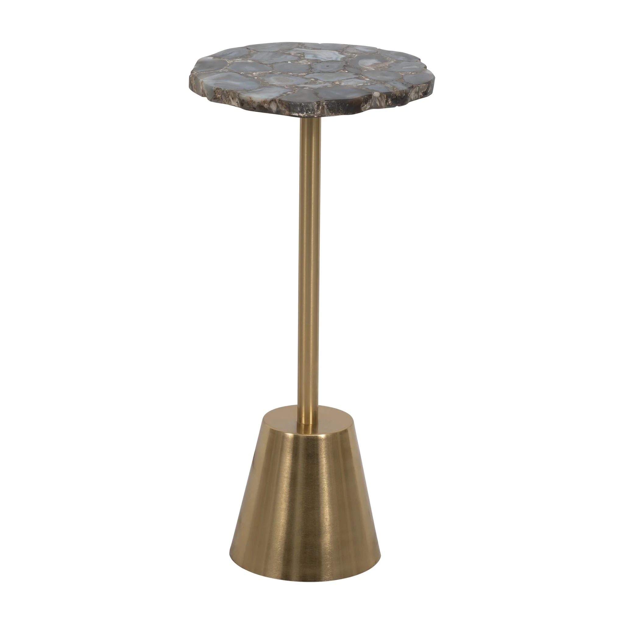 24" Rough Edge Agate Top Accent Table, Gold - Image 2