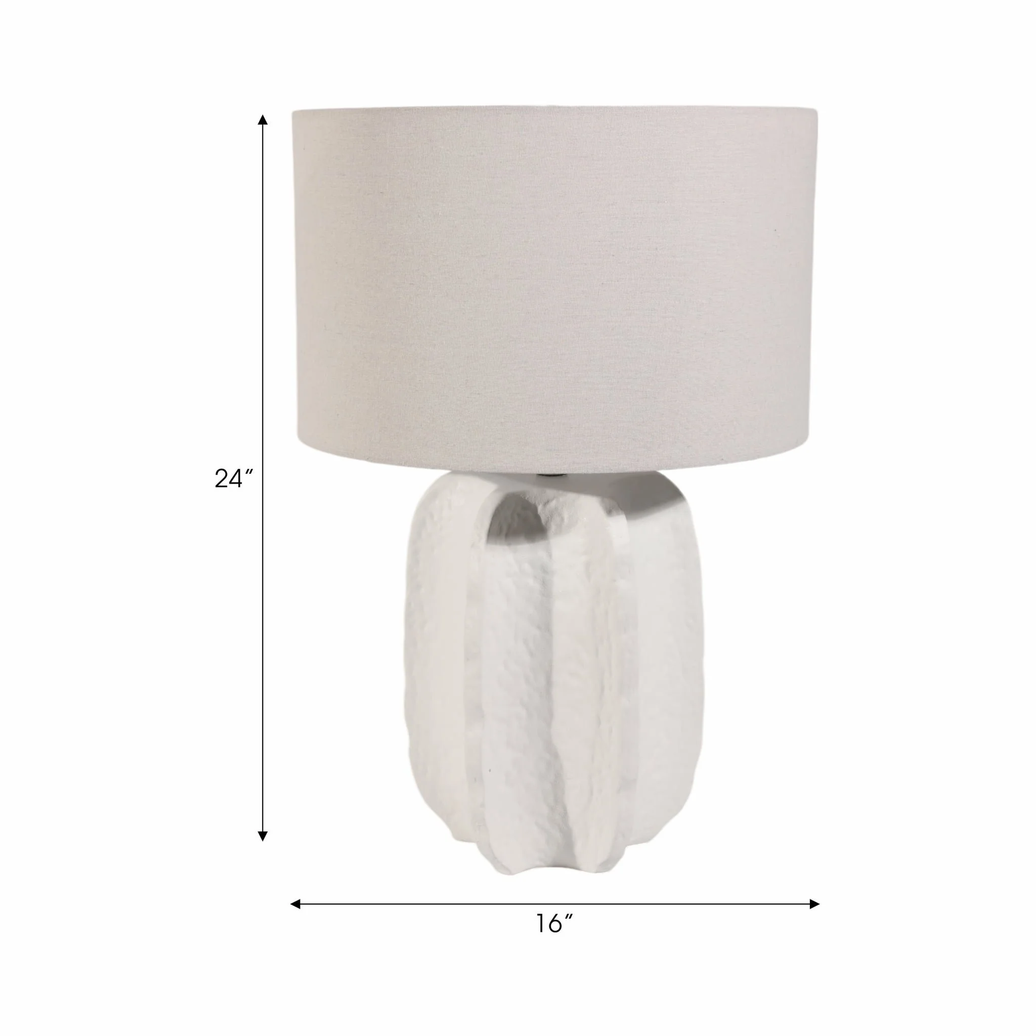 24" Textured Jagged Table Lamp, White - Image 7