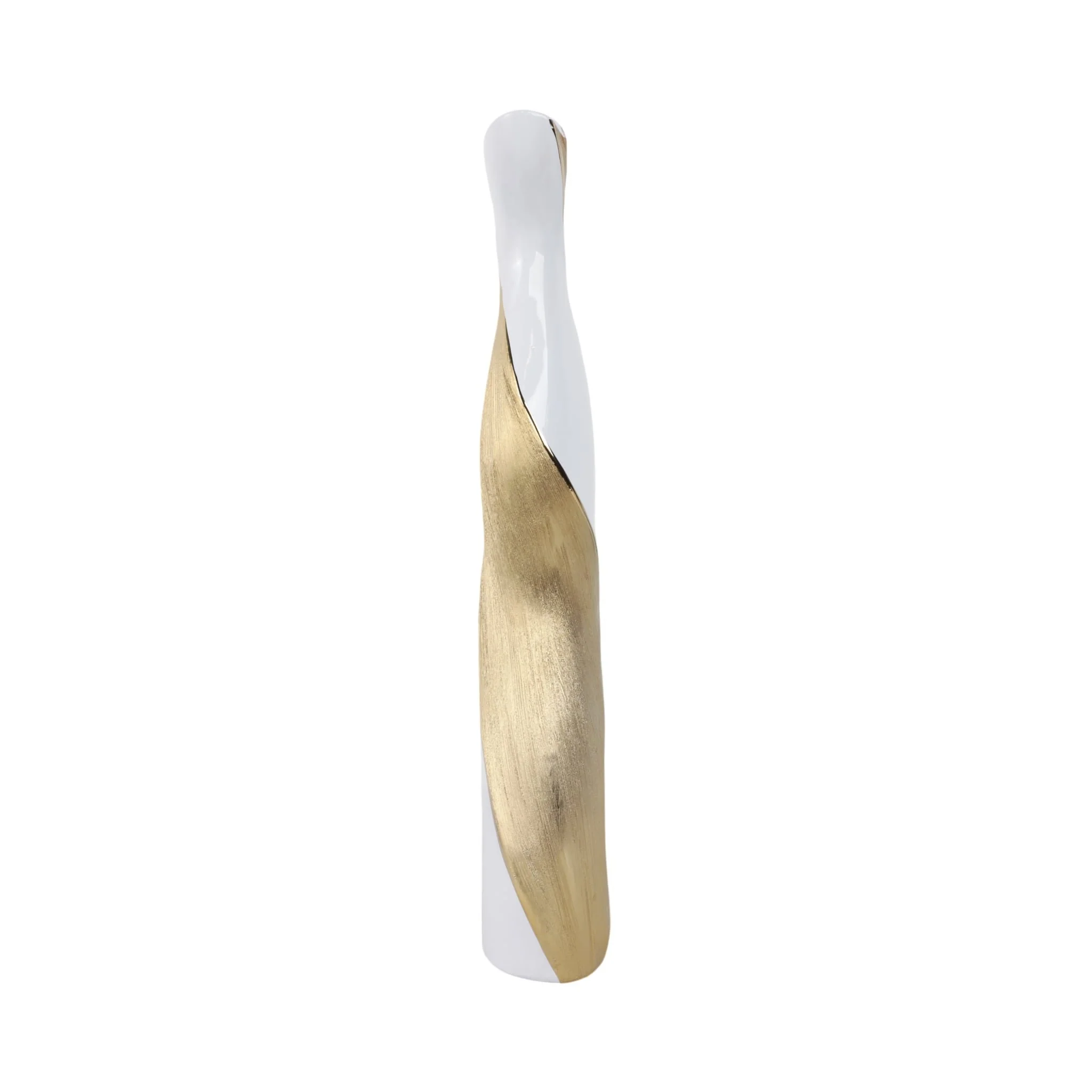 24" Twisted Vase, White/gold - Image 2