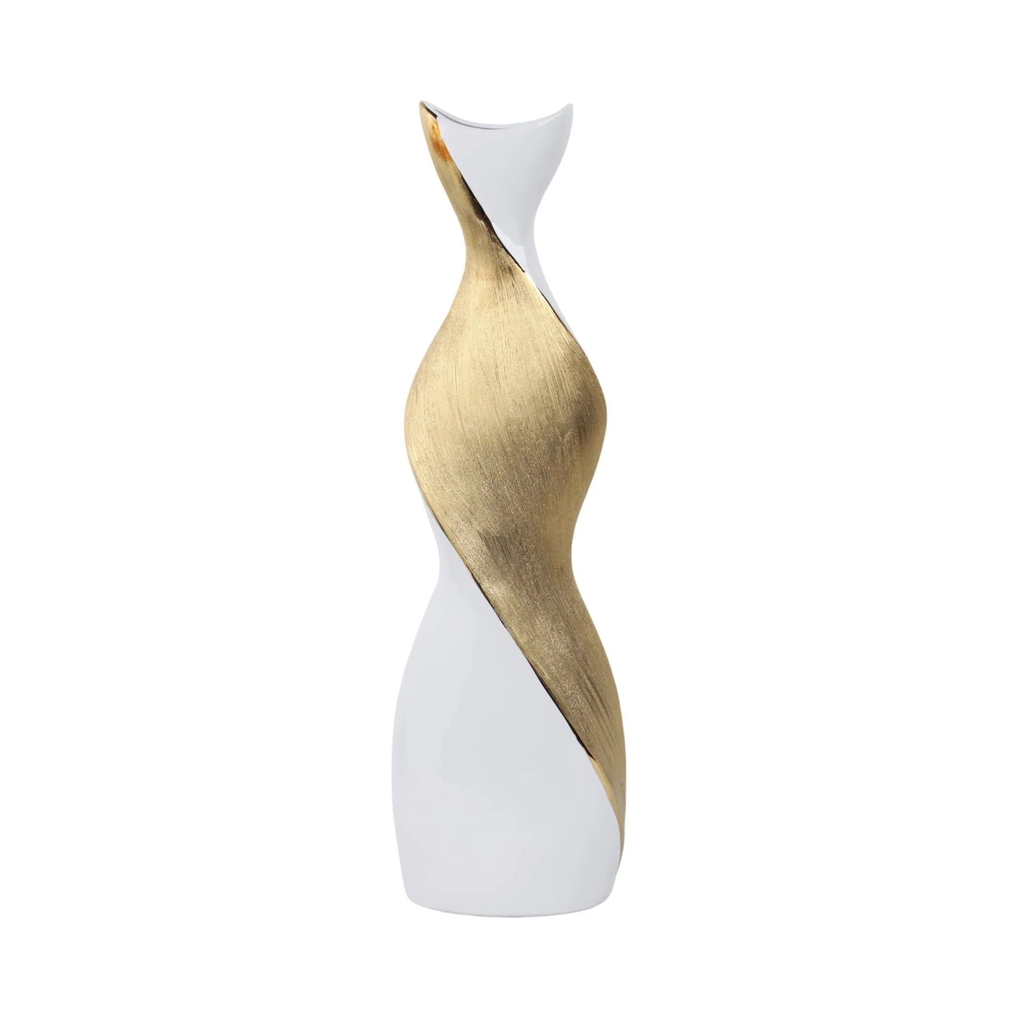 24" Twisted Vase, White/gold - Image 3