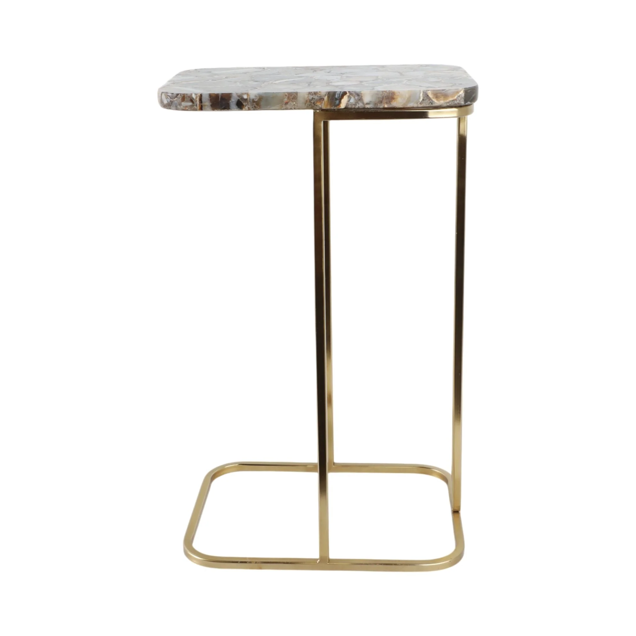 24x15" Agate Top C-table, Black/gold - Image 4