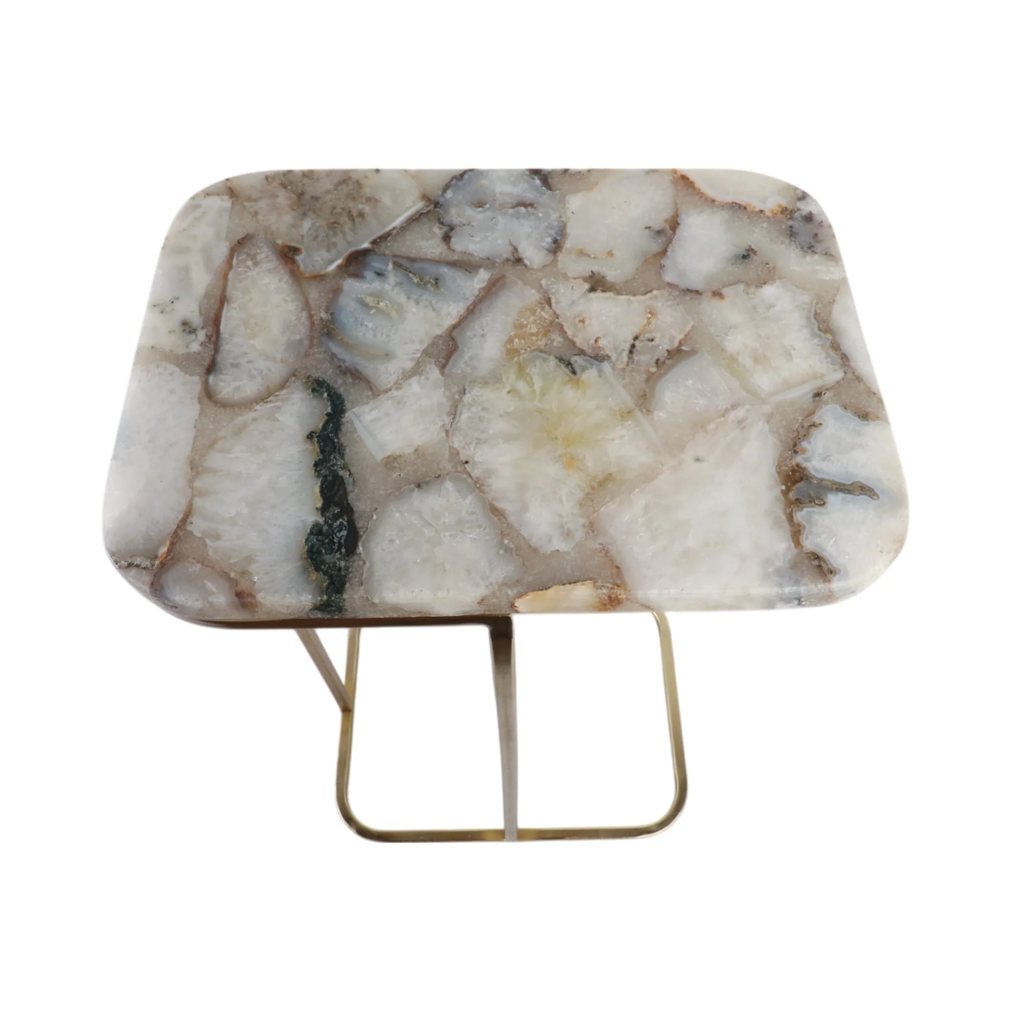 24x15" Agate Top C-table, White/gold - Image 7