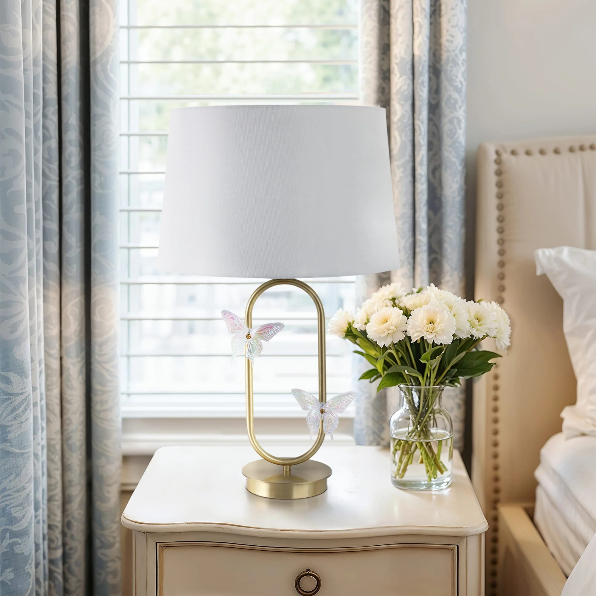 24x15" Metal Table Lamp With Glass Butterflies, Go - Image 9