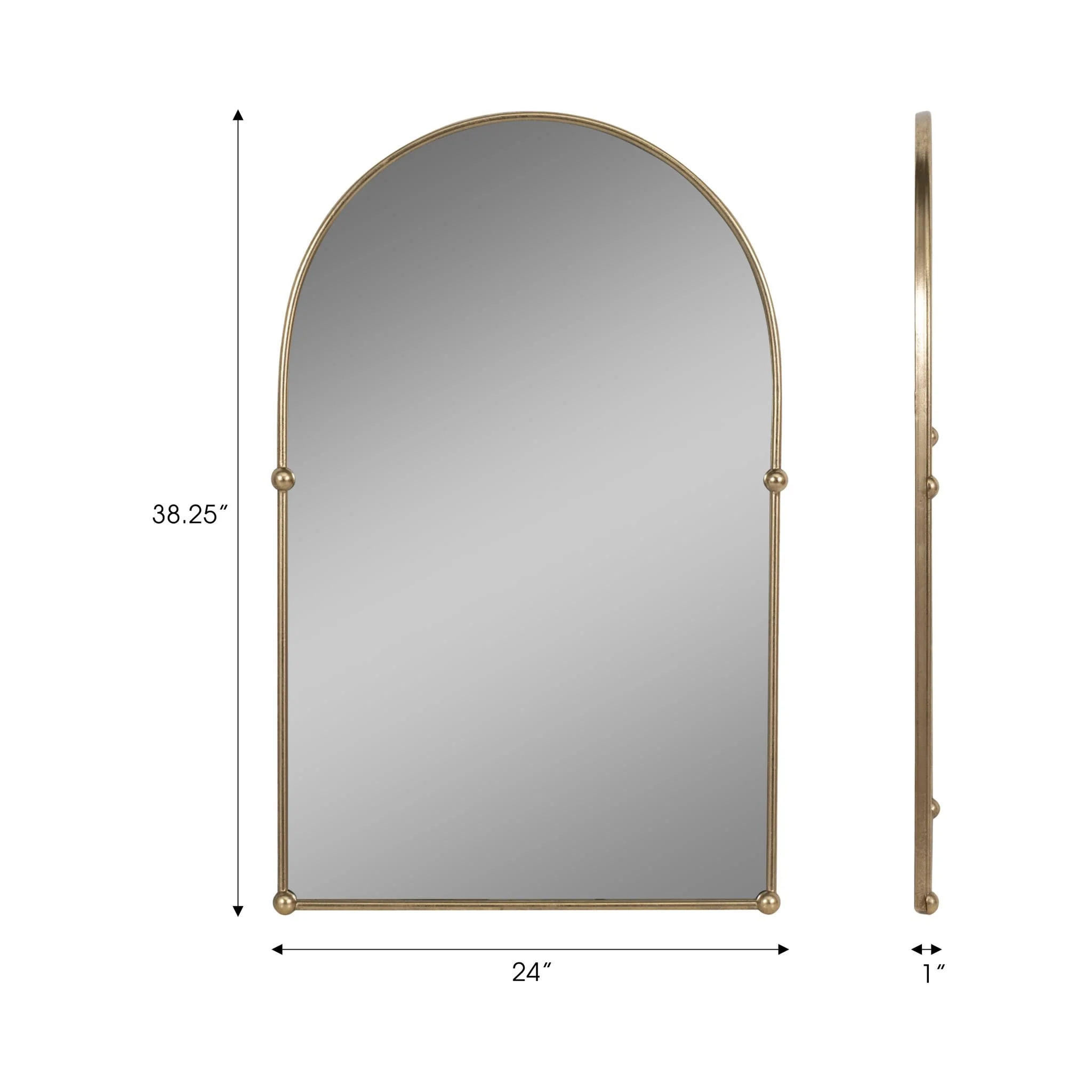 24x38 Arch Mirror With 4 Knobs, Gold - Image 7