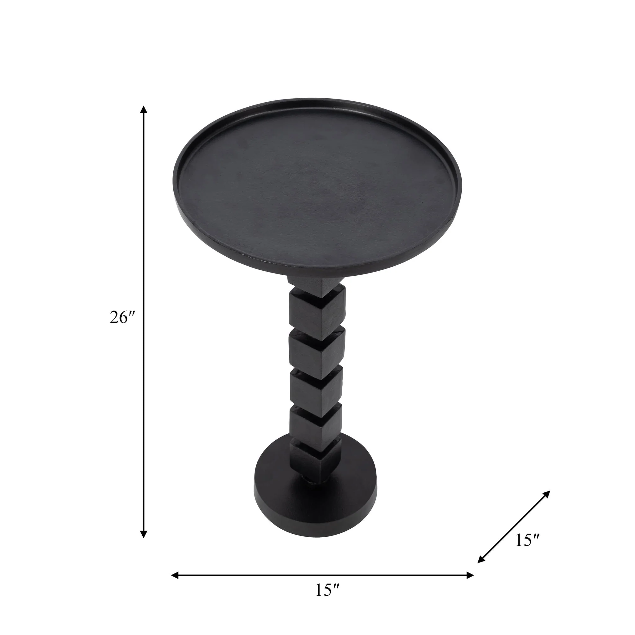 25" Aluminum Stacked Cube Accent Table, Blk Kd - Image 7