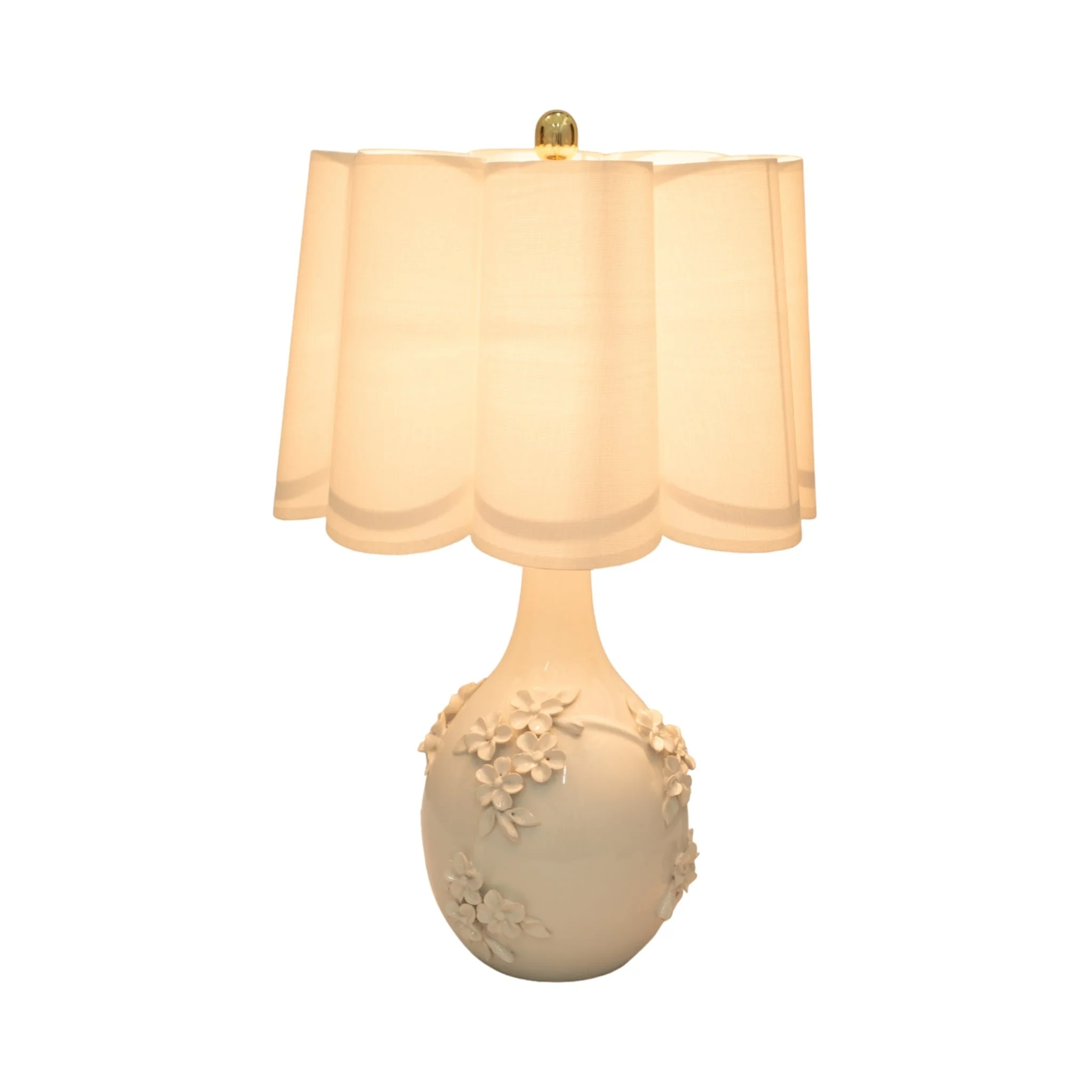25" Floral Applique Table Lamp, Cream - Image 2