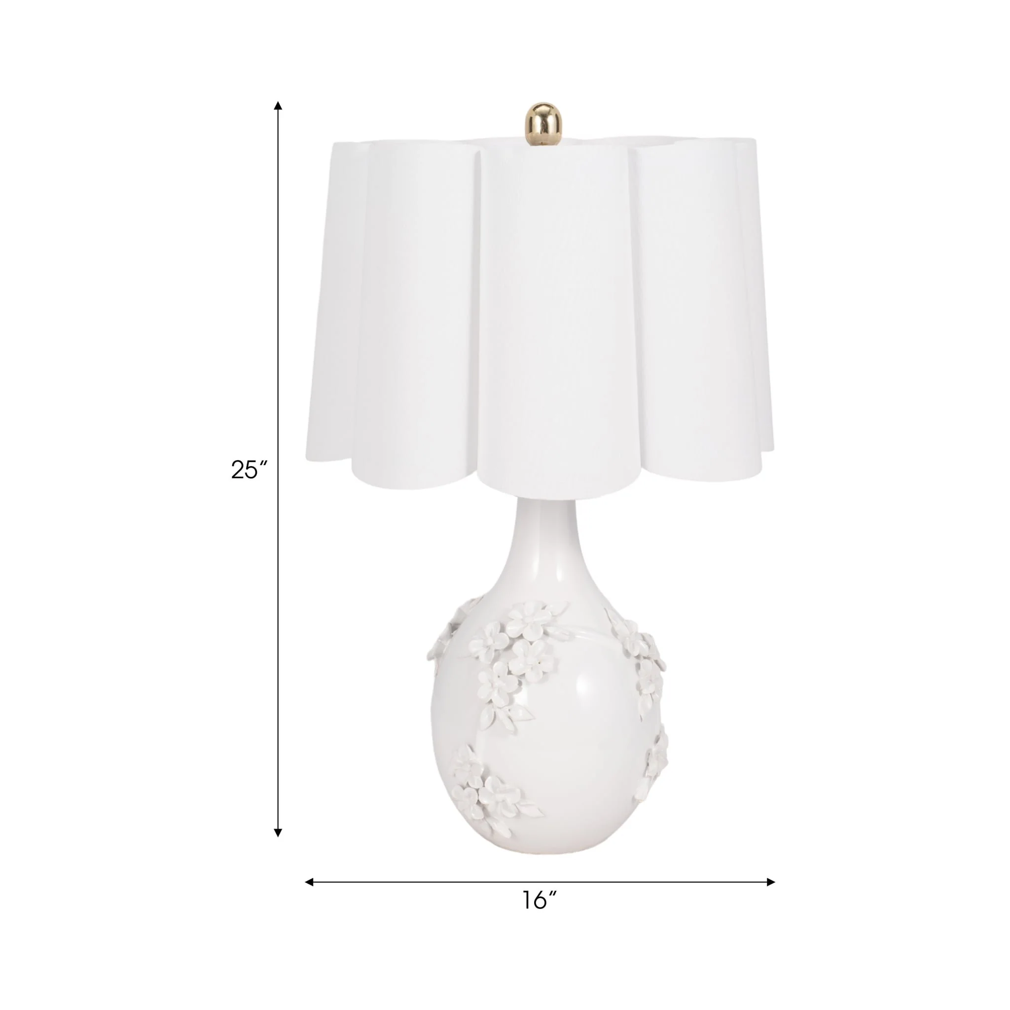 25" Floral Applique Table Lamp, Cream - Image 8