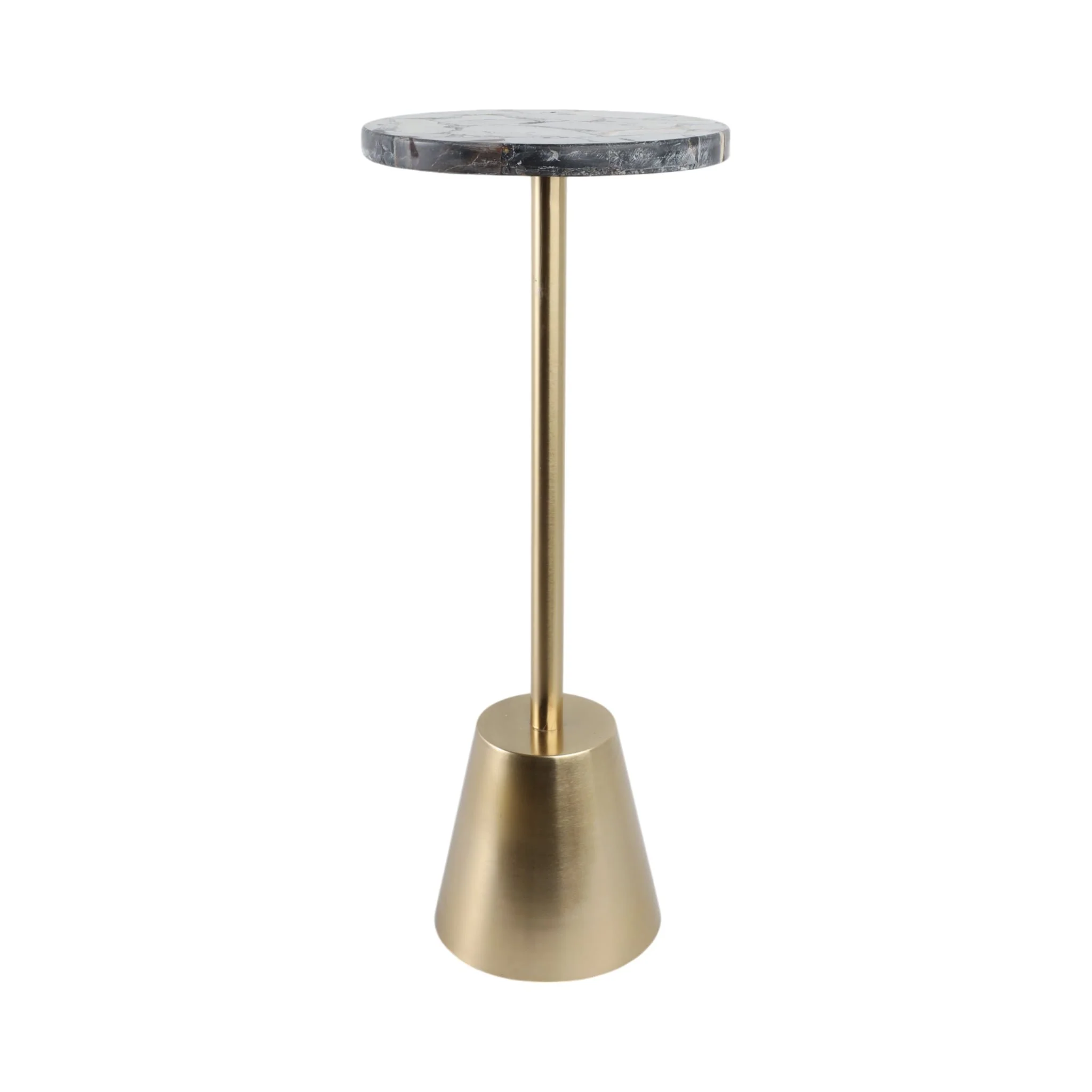 25x10" Petrified Wood Top Drink Table, Black/gold - Image 2