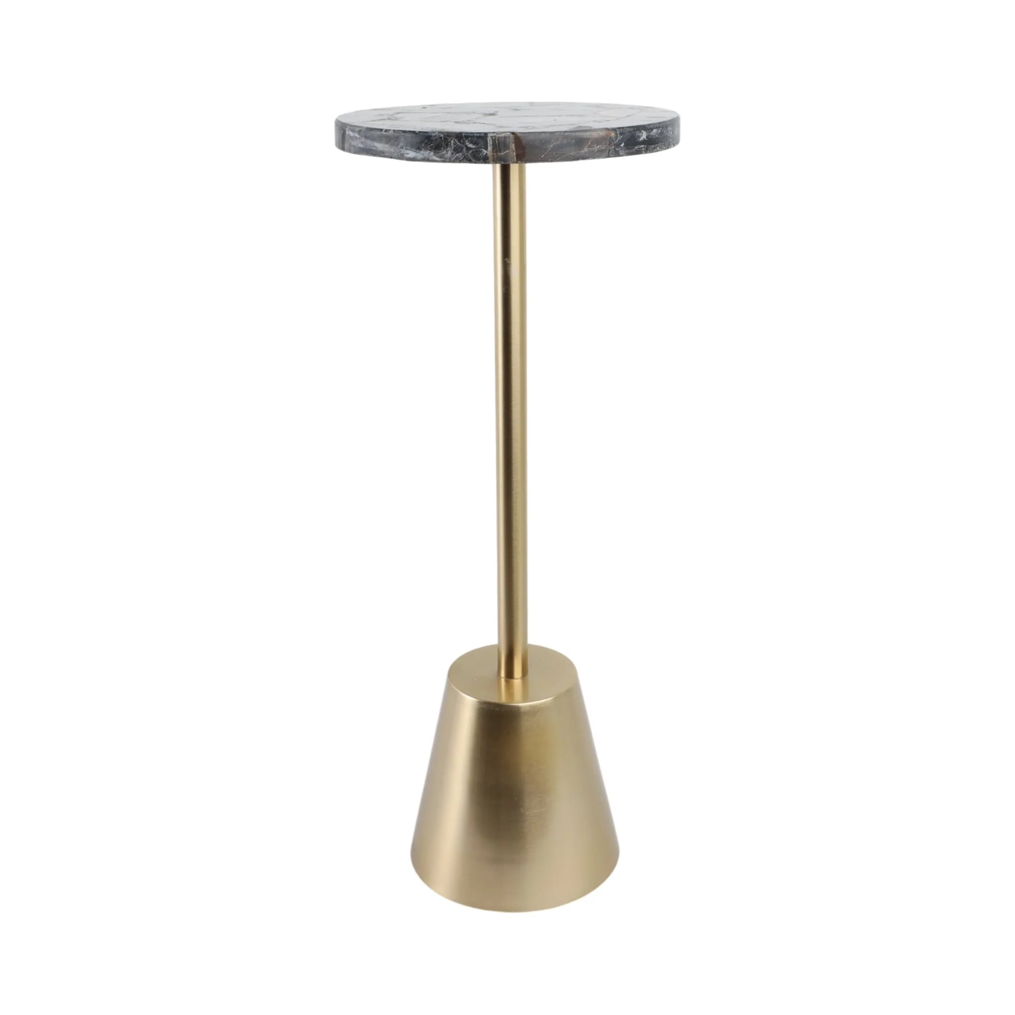 25x10" Petrified Wood Top Drink Table, Black/gold - Image 3