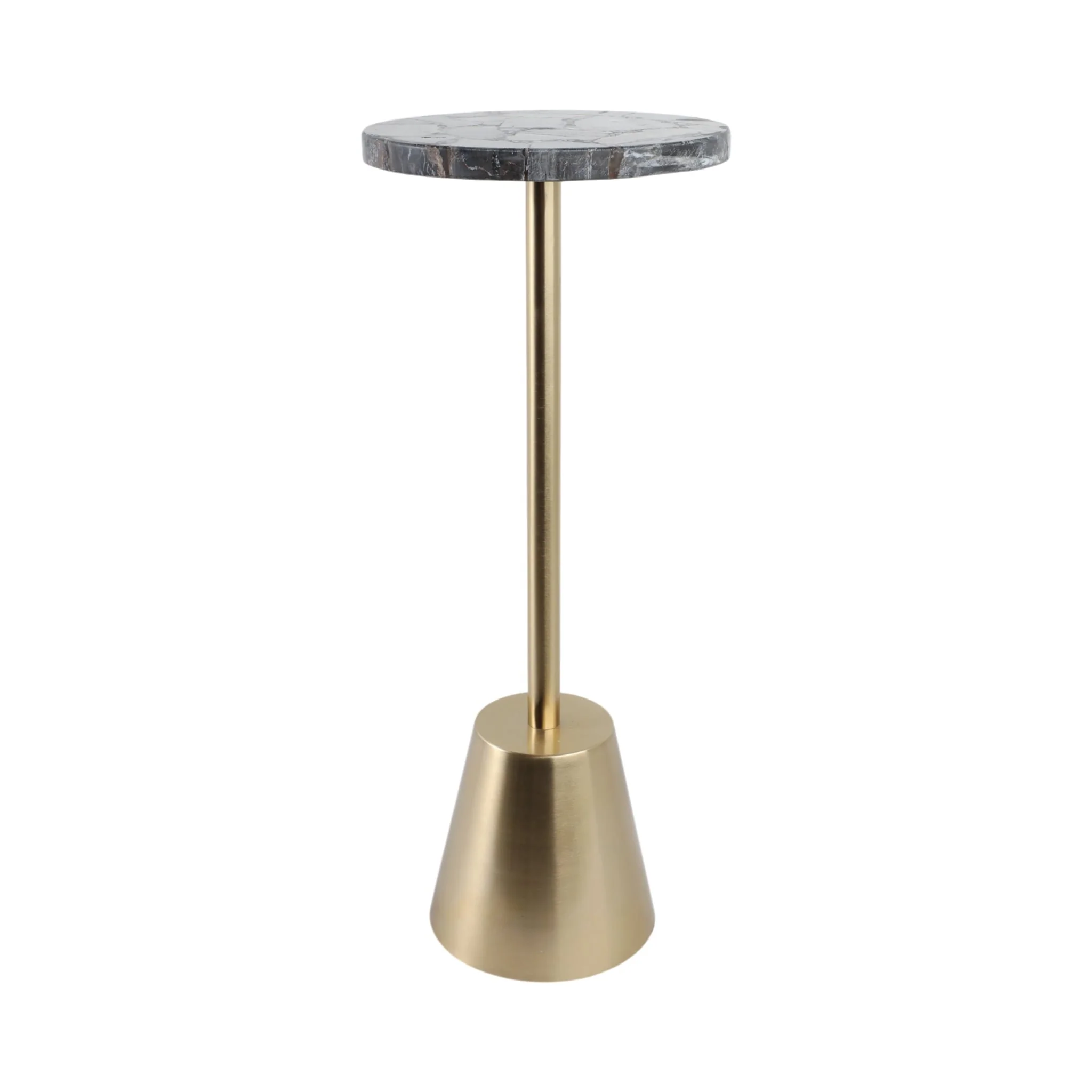 25x10" Petrified Wood Top Drink Table, Black/gold - Image 4