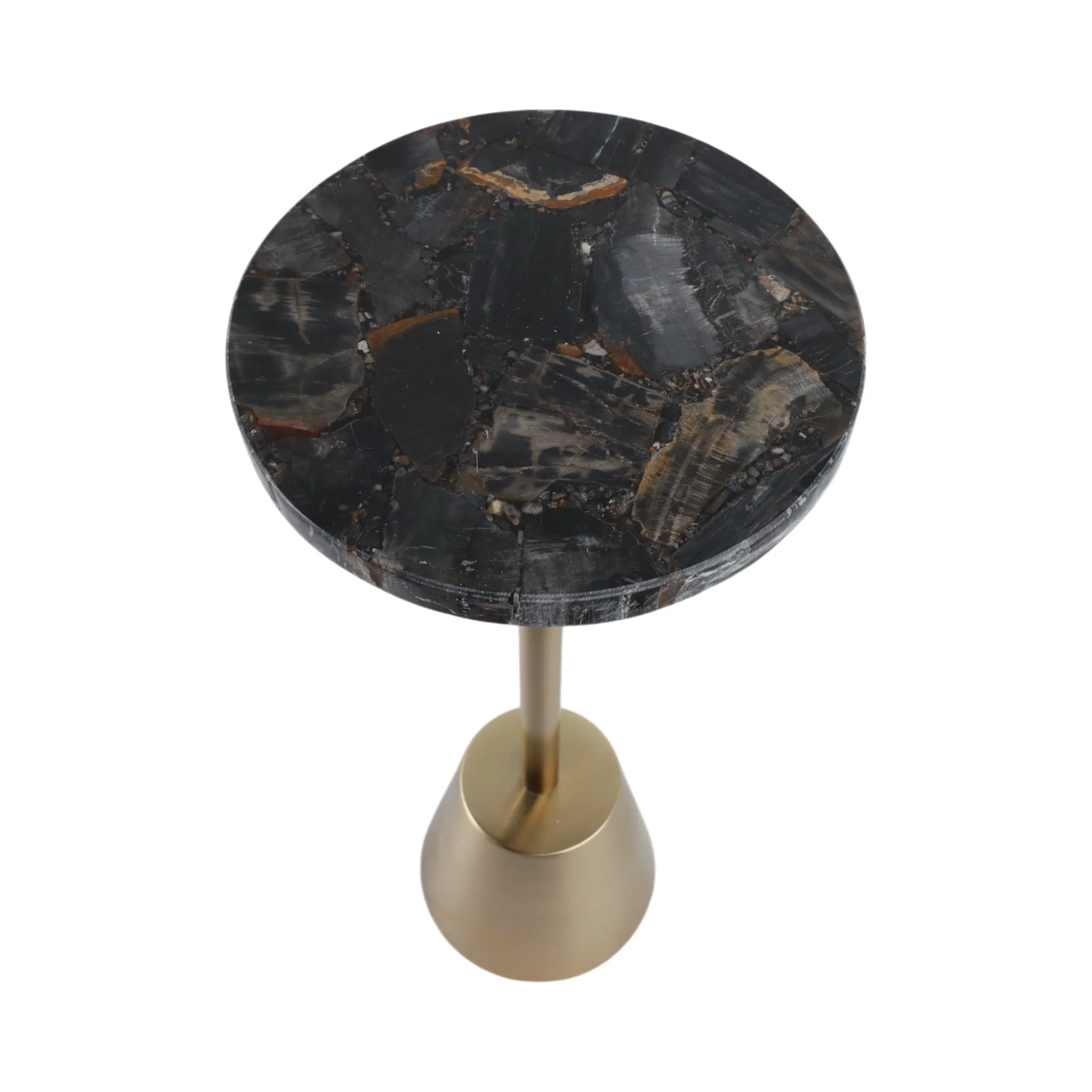 25x10" Petrified Wood Top Drink Table, Black/gold - Image 7