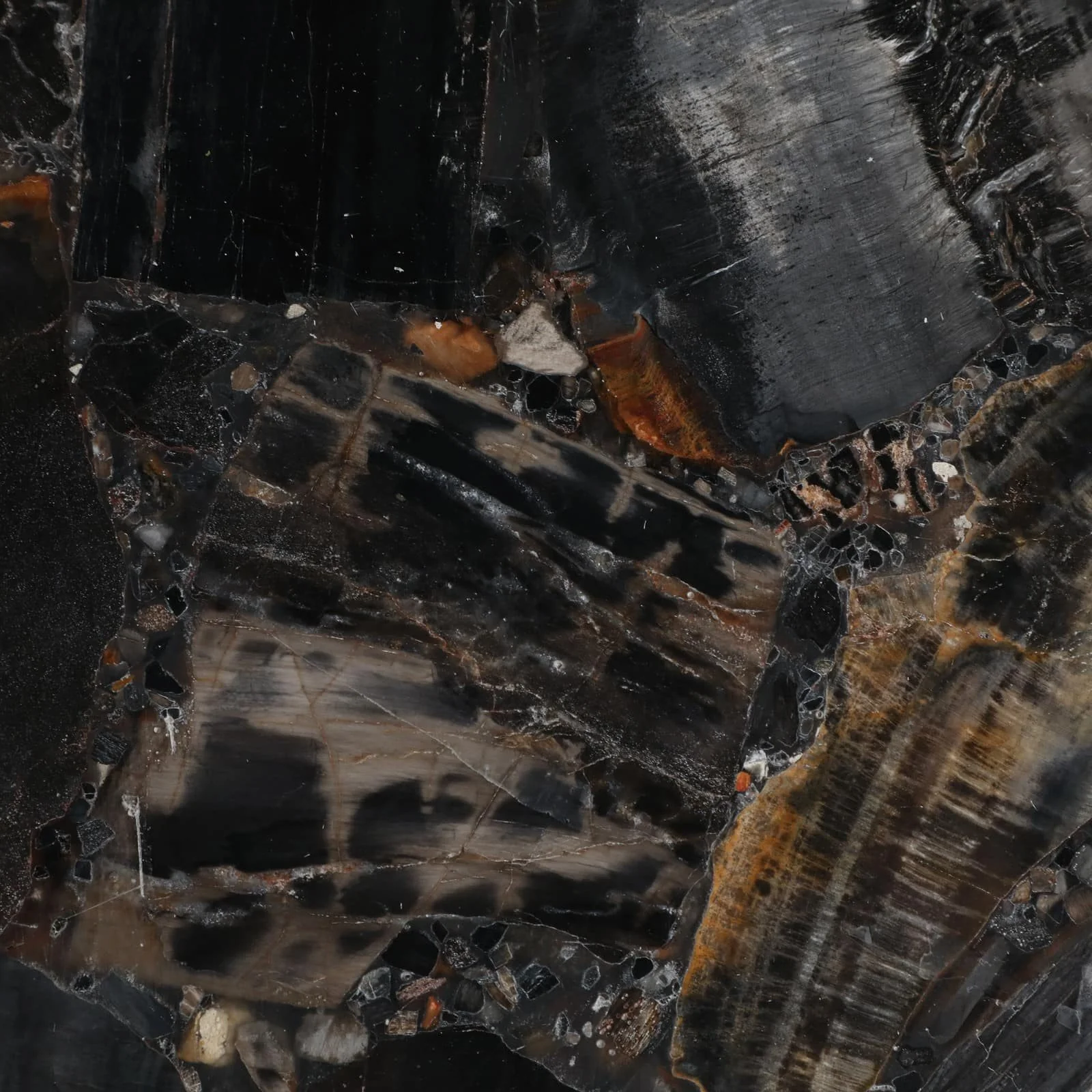 25x10" Petrified Wood Top Drink Table, Black/gold - Image 8