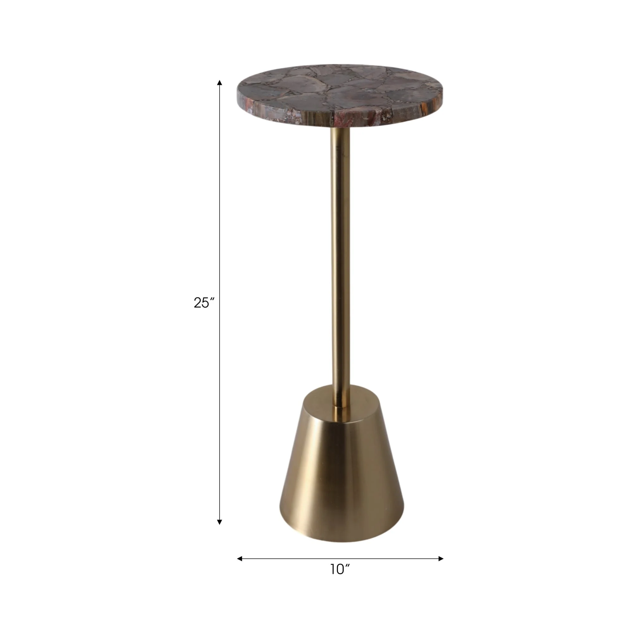 25x10" Petrified Wood Top Drink Table, Brown/gold - Image 9
