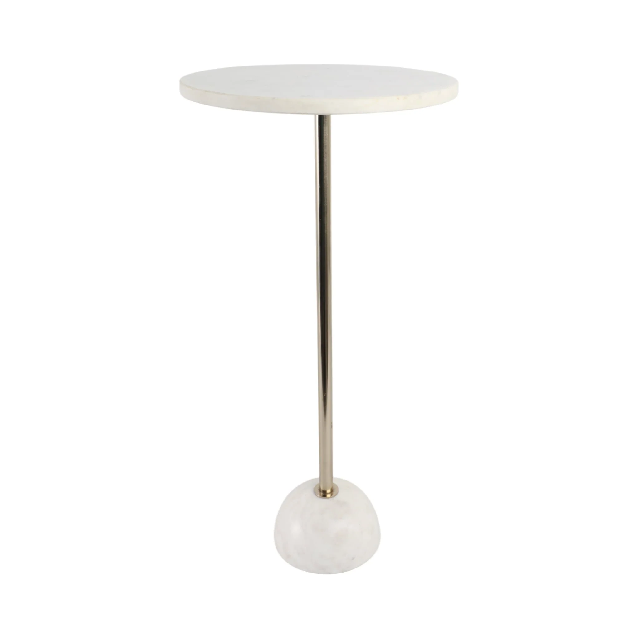 25x12 Marble Ball Base Accent Table, White/gold - Image 3