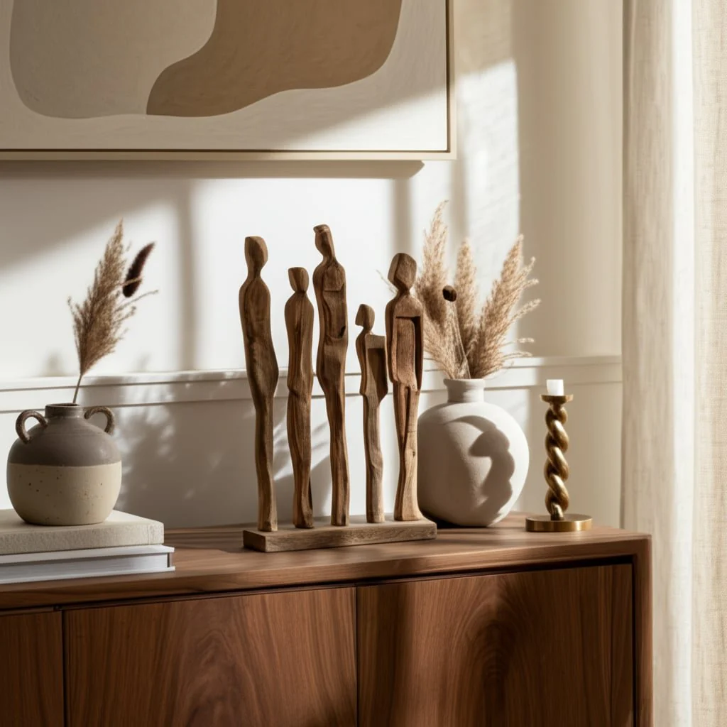 25x15" Standing People Sculpture, Natural - Image 4