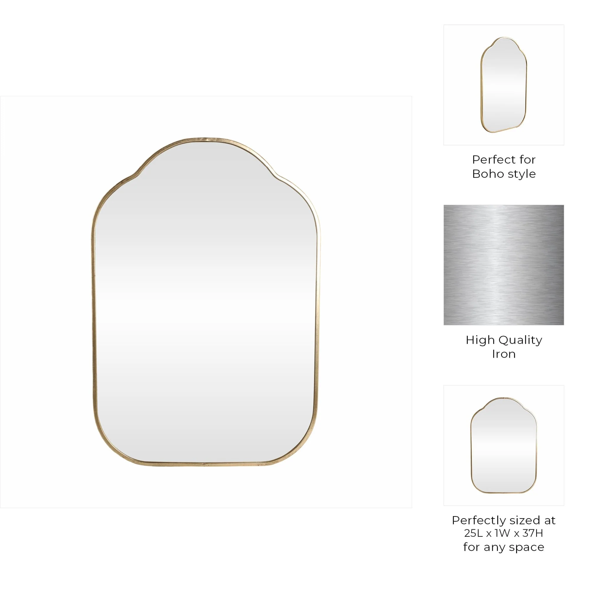 25x37 Arch Top Mirror, Gold - Image 8