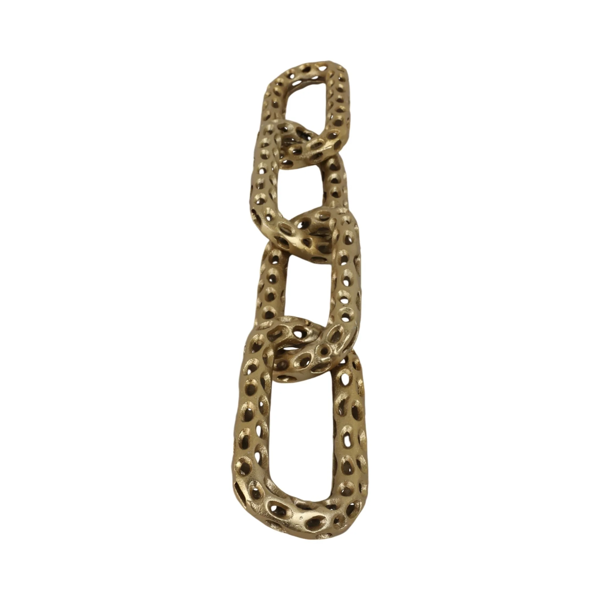 25x4" Pierced Metal 4-chain Link Object, Gold - Image 3