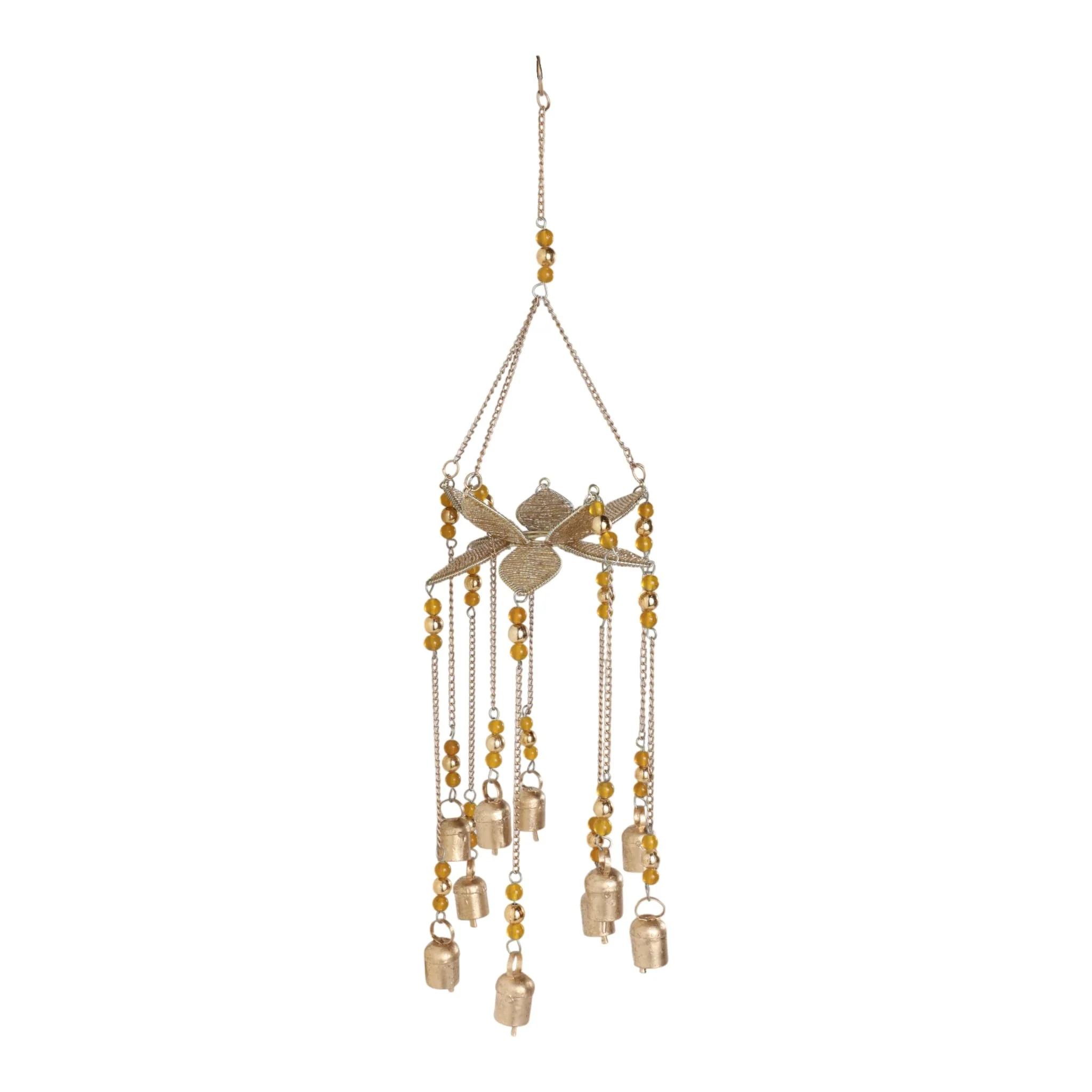25x6" Beaded Mosaic 3d Flower Chime, Gold - Image 3