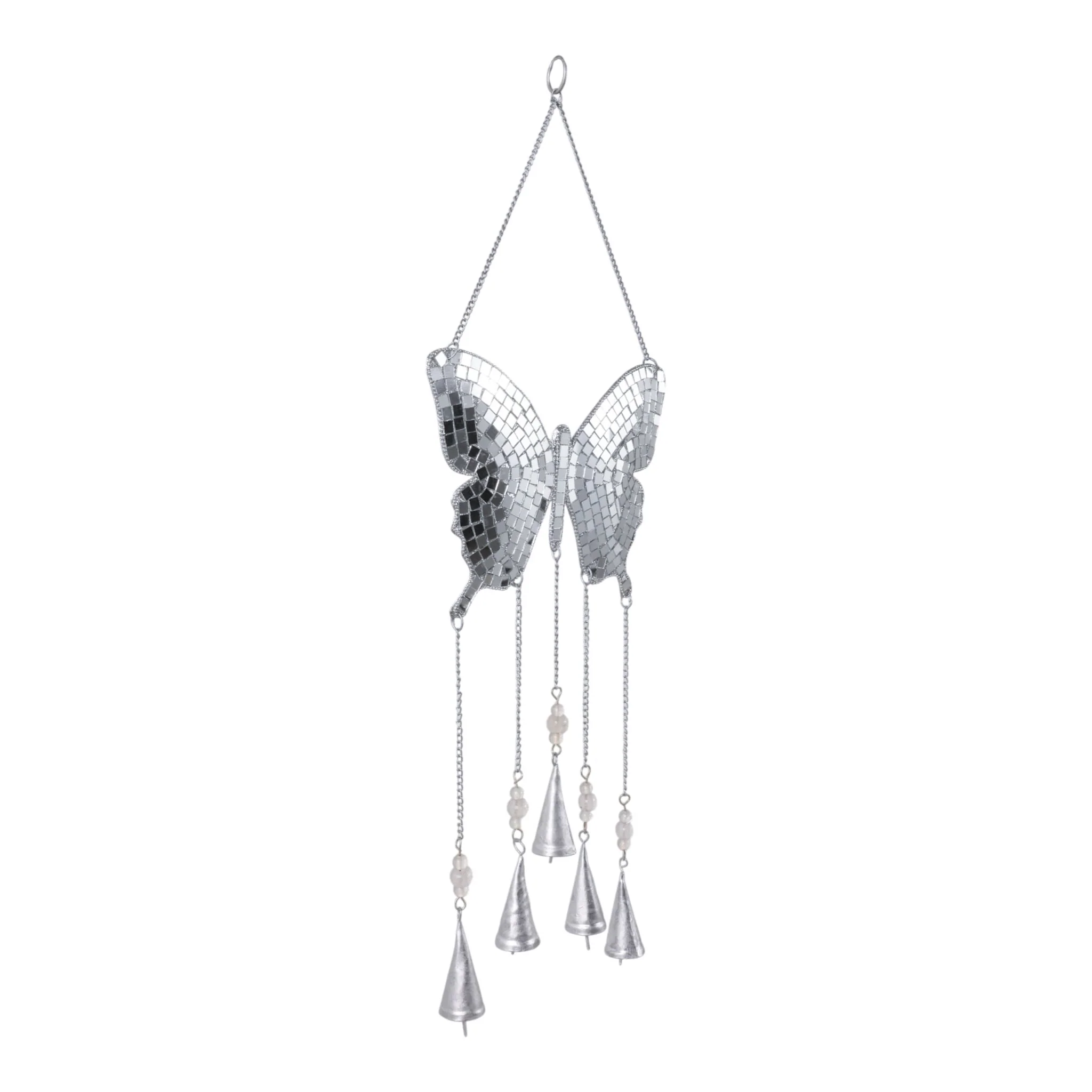 26" Disco Mosaic Butterfly Chime, Silver - Image 2