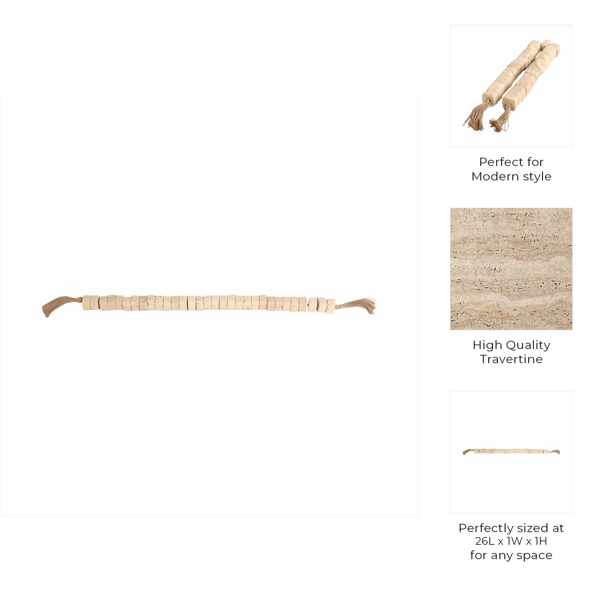 26" Travertine 1" Beaded Garland - Image 7