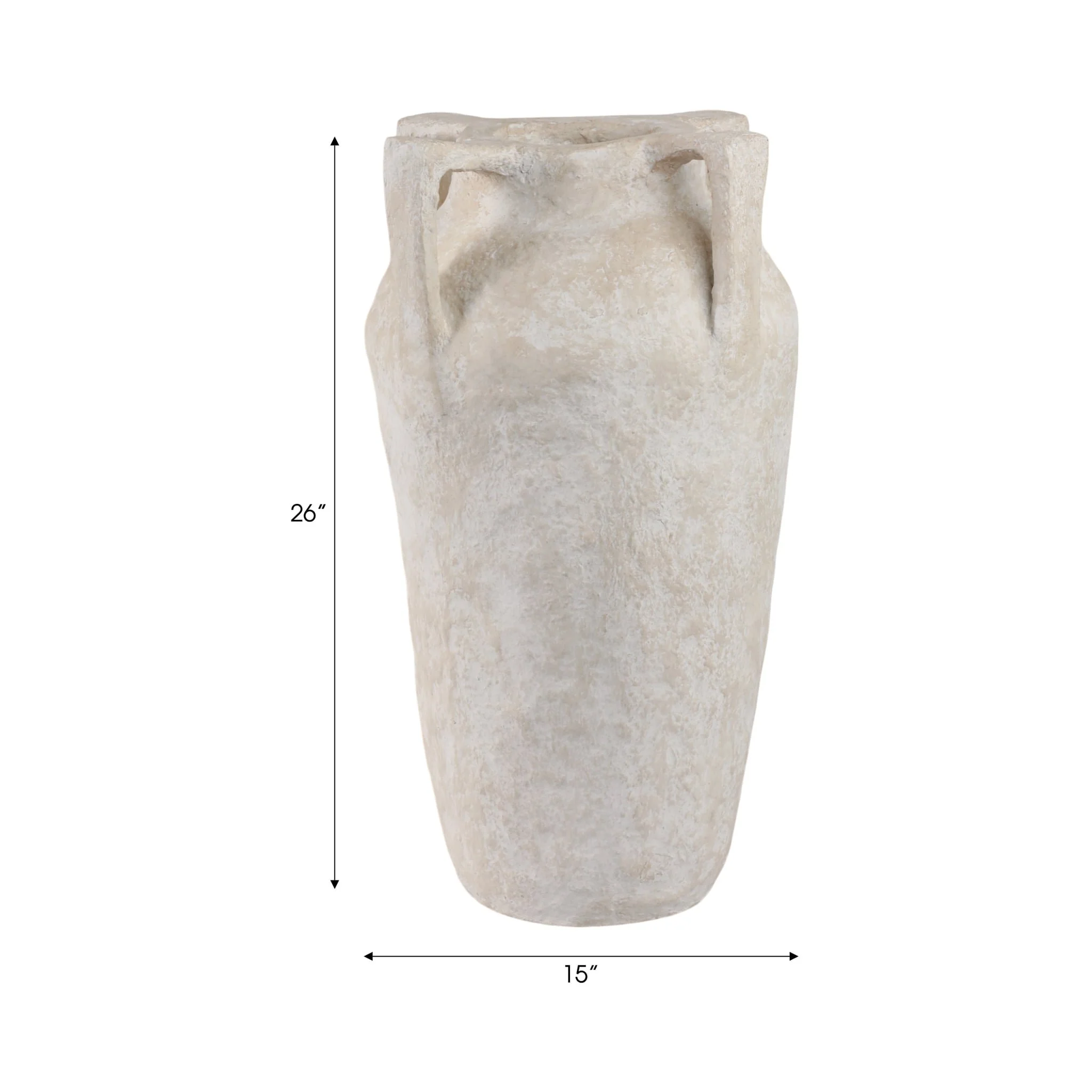 26x15" Paper Mache Handle Vase, White - Image 9