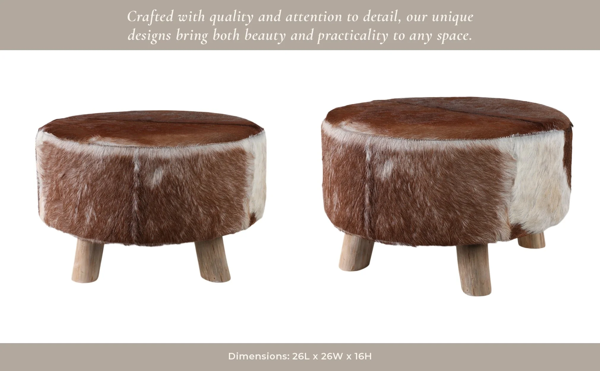 26x16 Cowhide Ottoman, Multi - Image 12