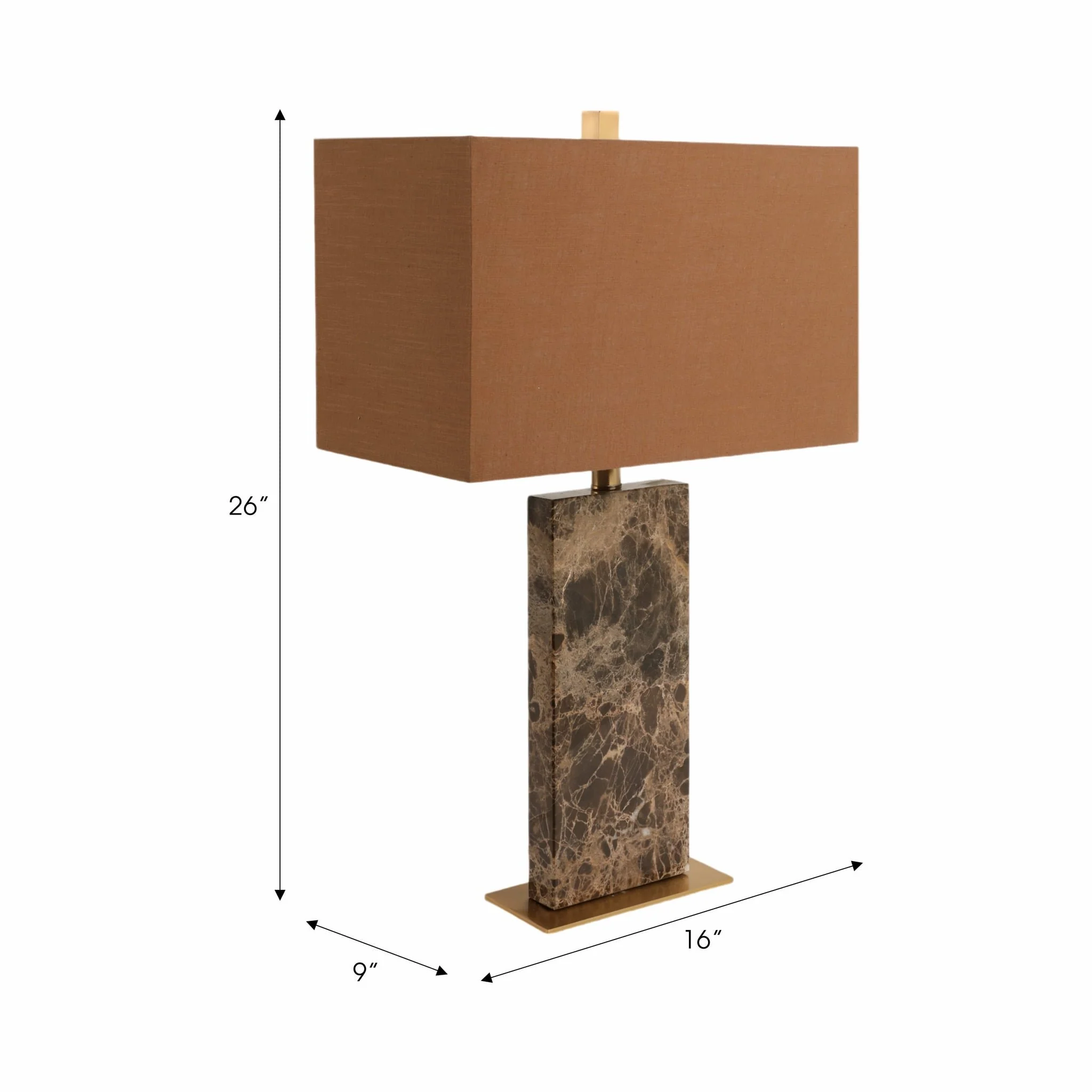 26x16" Rectangle Marble Lamp, Light Brown - Image 7