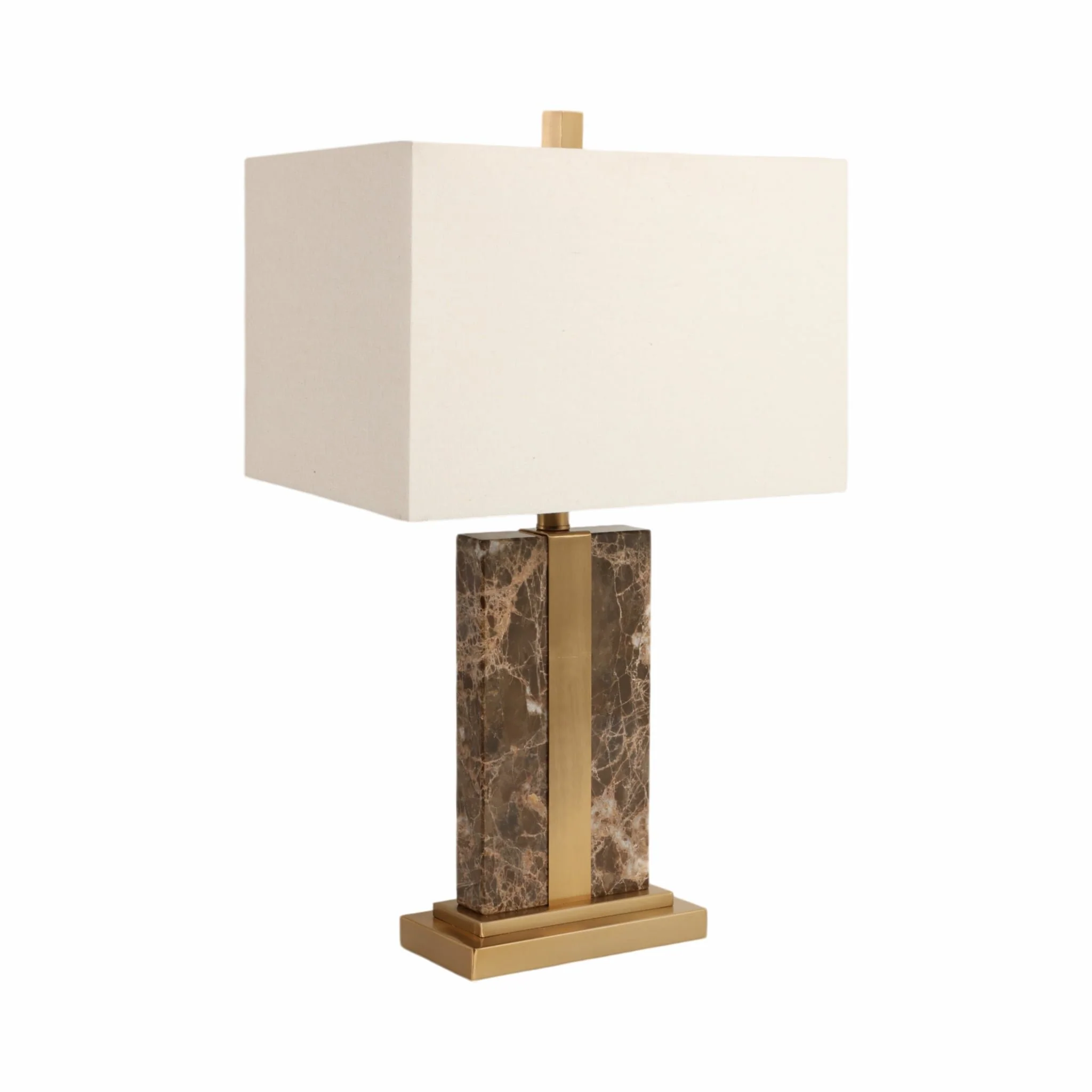 26x16" Rectangle Marble Lamp W/ Antique Brass, Bro - Image 3