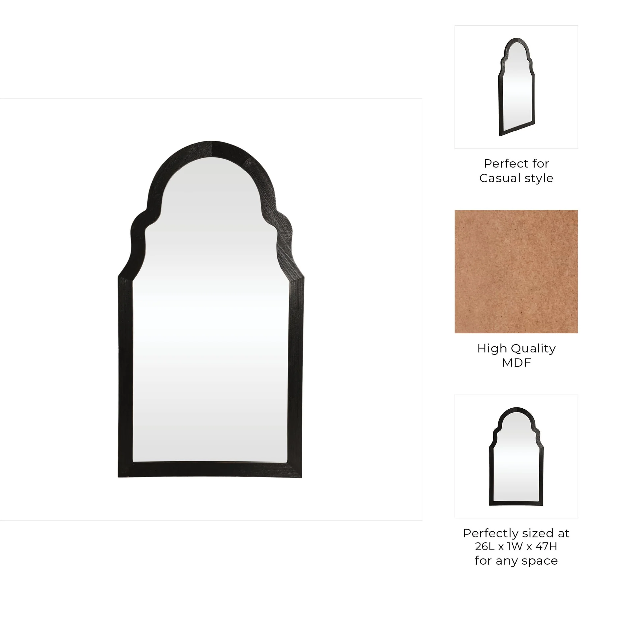 26x47 Arched Mirror, Black - Image 8