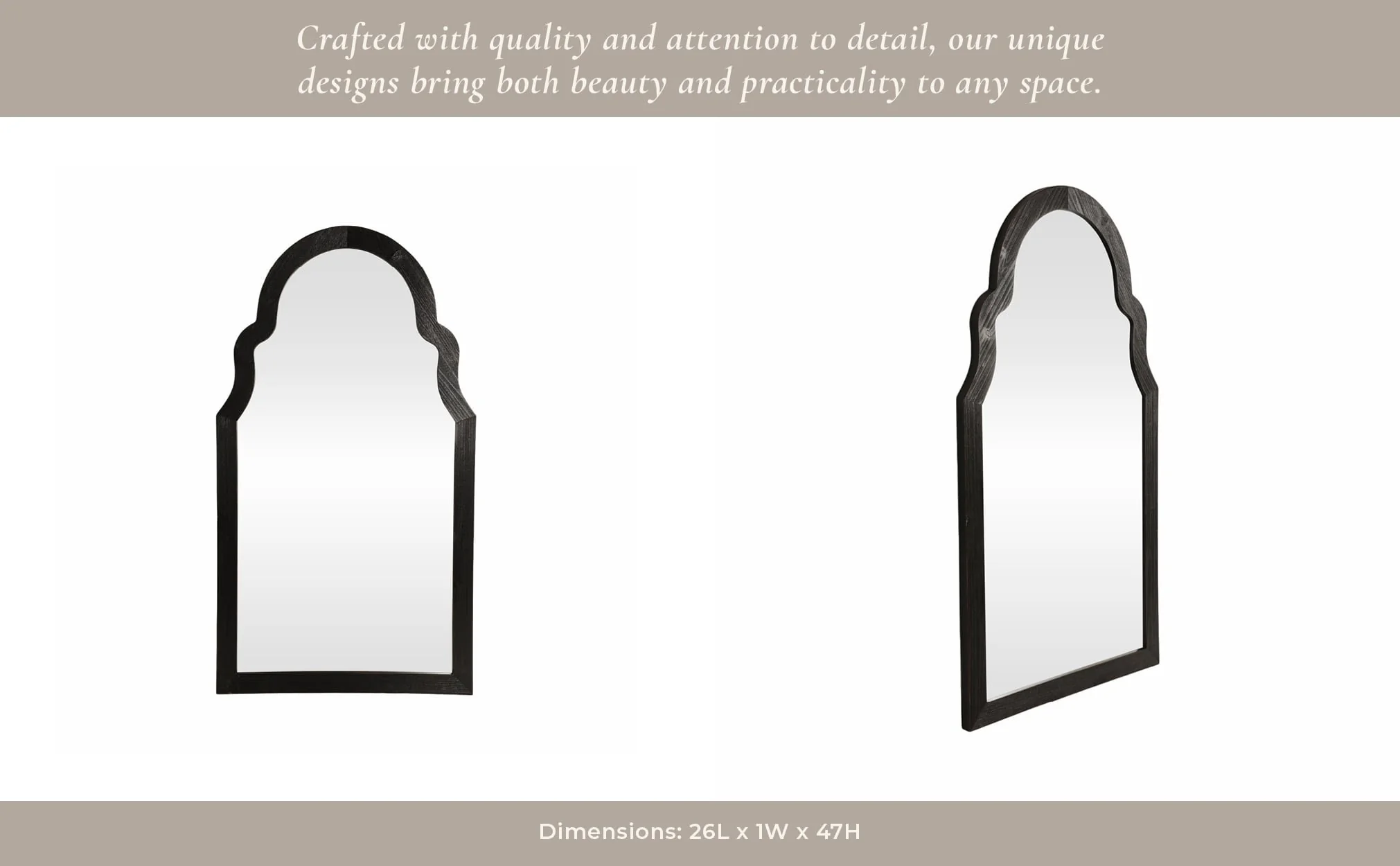 26x47 Arched Mirror, Black - Image 9