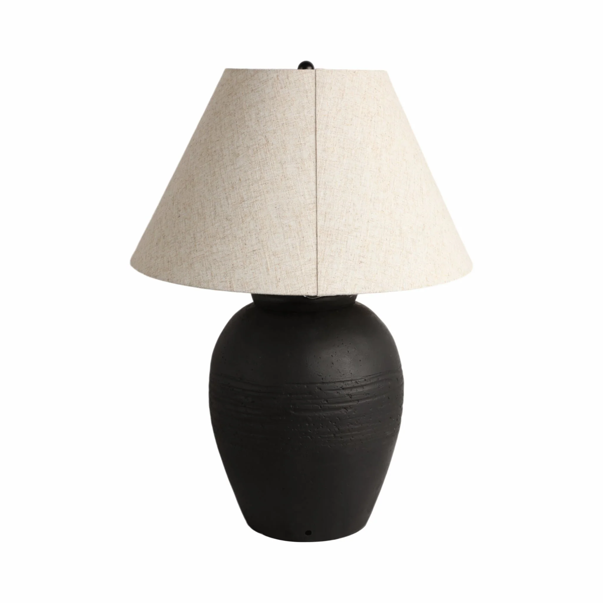 27" Artisan Jug Table Lamp Tapered Shade,blk/beige - Image 4